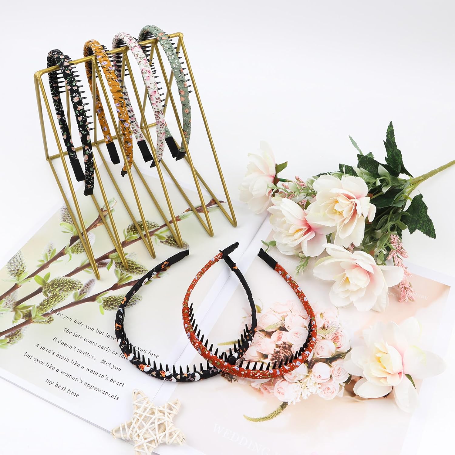 6 diademas de peine para mujer, diademas para cabello rizado, diademas antideslizantes para mujeres, peine de dientes de resina, diadema de aro para