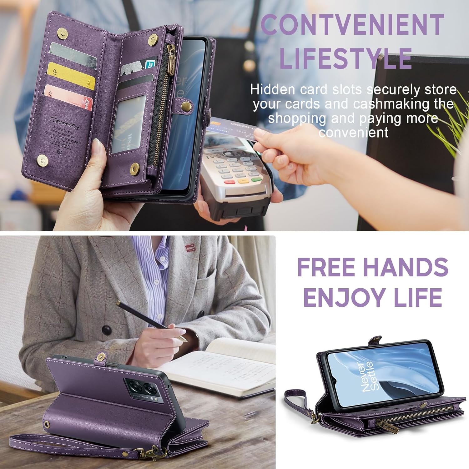 ASAPDOS OnePlus Nord N300 0.18 oz 2022 – Funda tipo cartera, correa de piel sintética retro con cierre magnético, bloqueo RFID, tarjetero y soporte