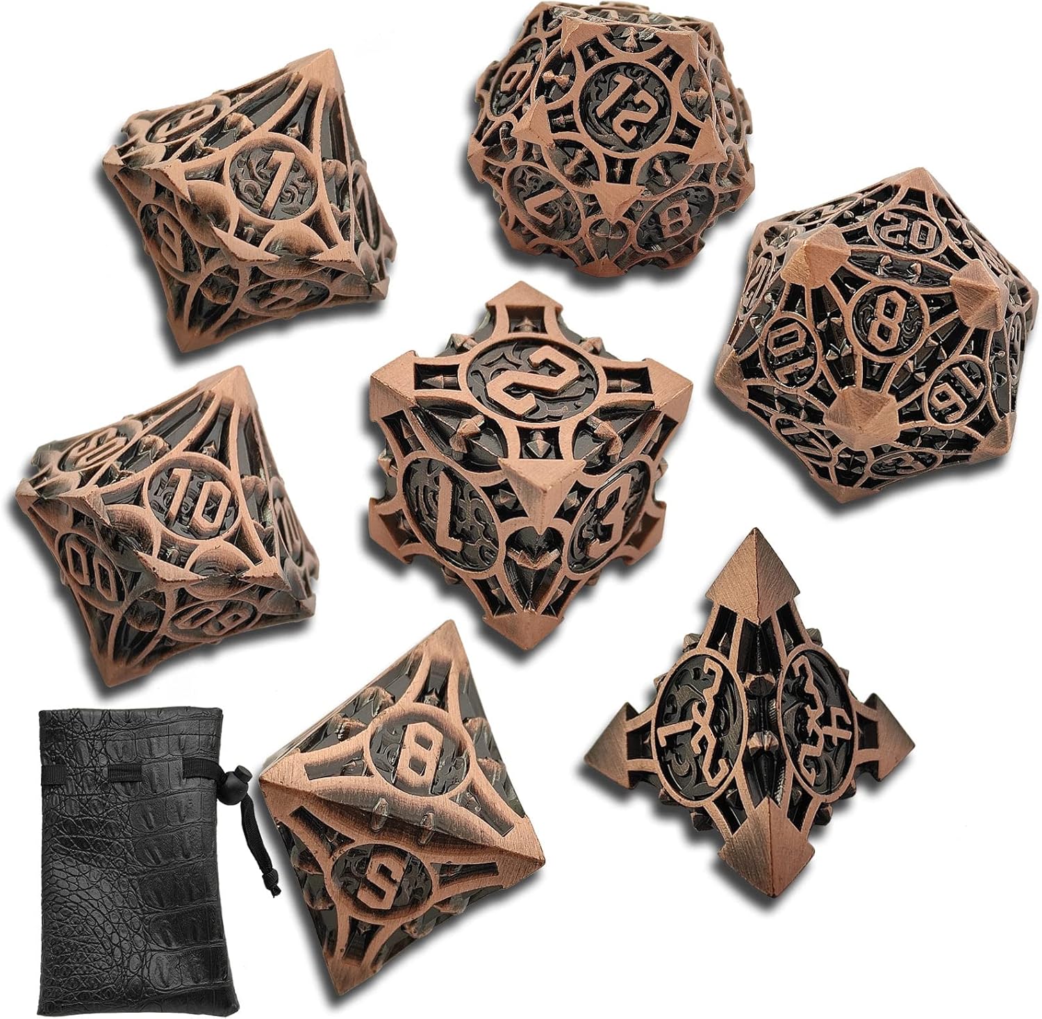 AJKDEUIH Juego de dados DND de metal D&D aplicables a Dungeons and Dragons Gift RPG MTG Pathfinder Warhammer D y D D20, juegos de mesa poliédricos,