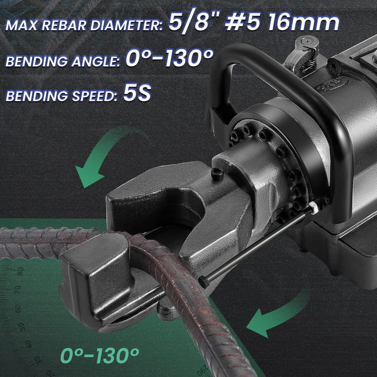 Huanyu Dobladora de barras de refuerzo eléctrica 900W Máquina dobladora de barras de refuerzo hidráulica 58 pulgadas #5 0.630 in Rebar dentro de 5s