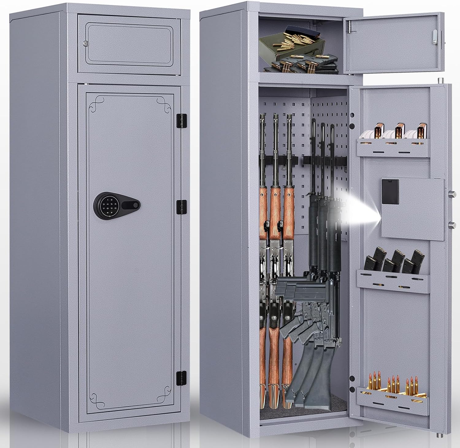 KAER Caja fuerte para armas 10-12, cajas fuertes y gabinetes, caja fuerte grande para rifle y pistolas caseras, gabinete largo para rifles y