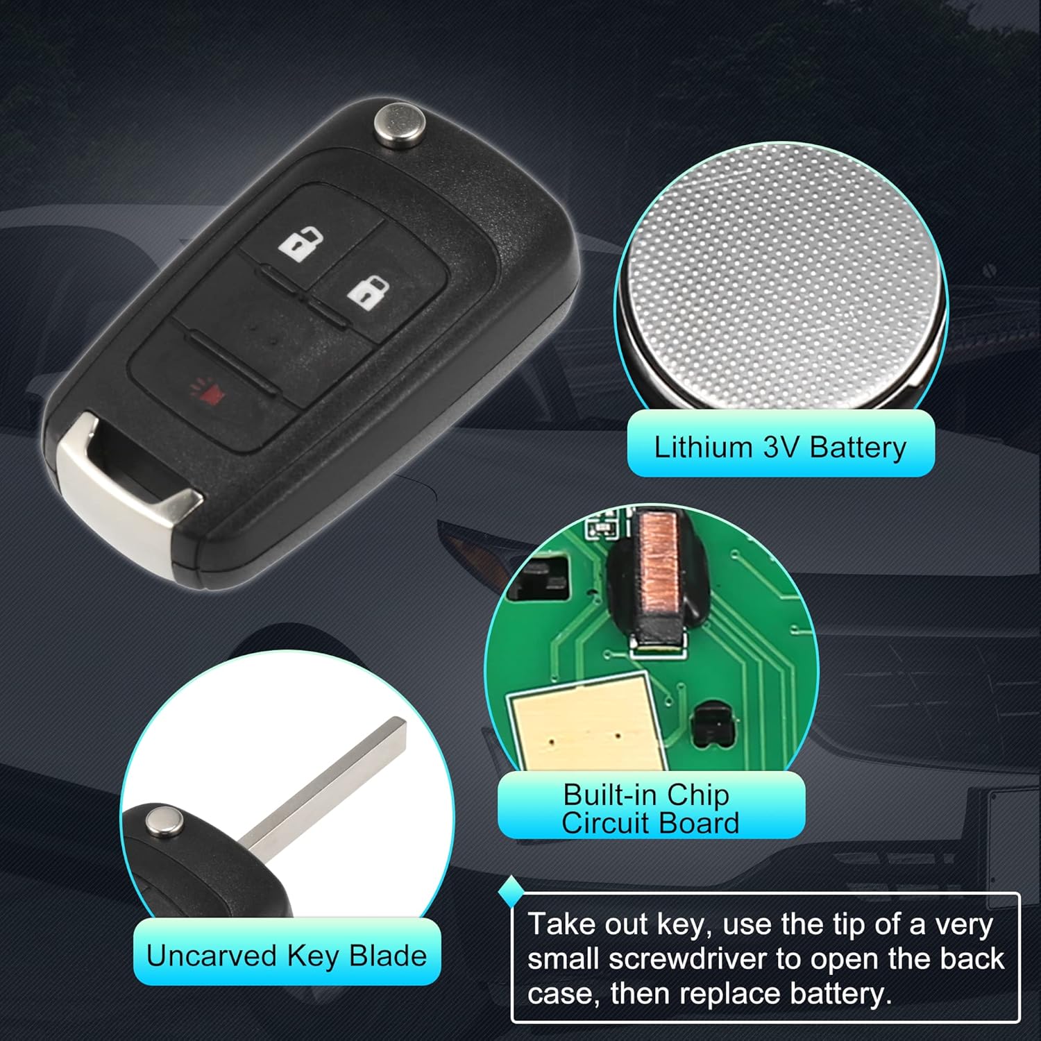 X AUTOHAUX 2 unids 315MHz OHT01060512 Reemplazo inteligente de proximidad Inserto de proximidad sin llave llavero remoto para Chevy Equinox