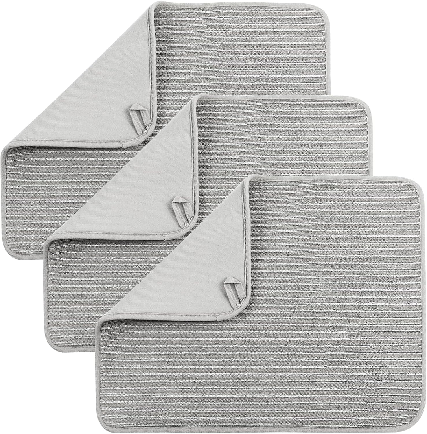 Juego de 3 tapetes de secado de platos, súper absorbentes, grandes, de 15 x 20 pulgadas, tapetes de secado para encimera de cocina