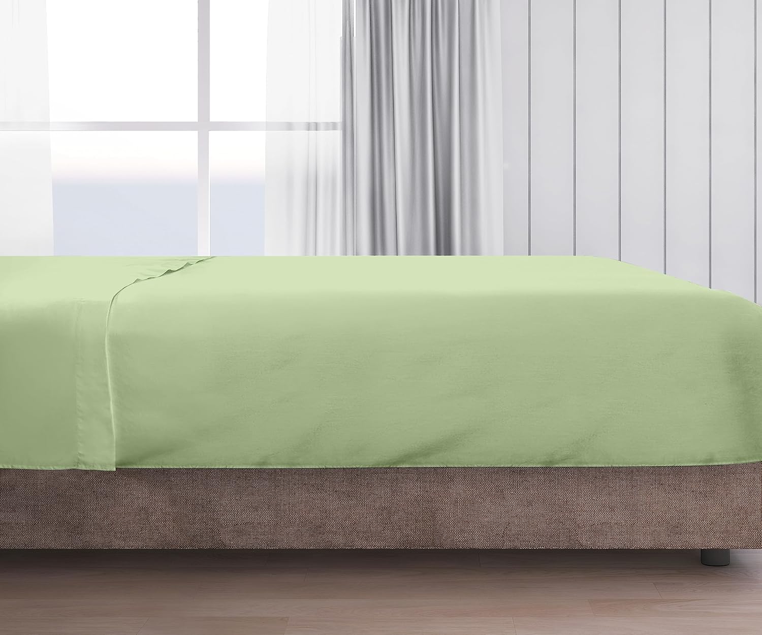 Bioweaves 1 sábana encimera 100% algodón orgánico, tejido de percal suave de 300 hilos, certificado GOTS, color verde plántula, tamaño Queen