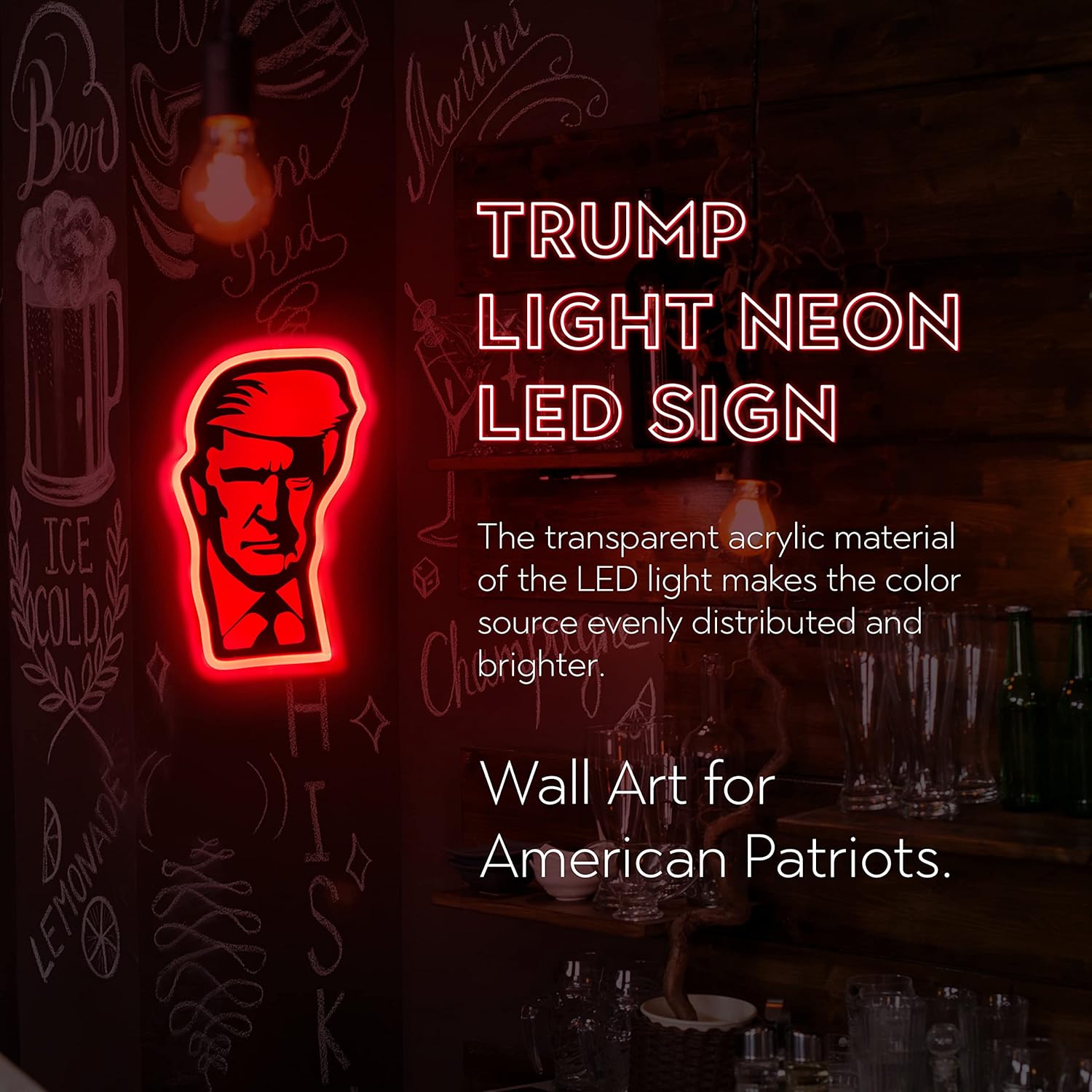 M2A Trump – Letrero LED de neón para decoración de sala de estar, luces nocturnas decorativas para dormitorio, cueva de hombre, bar, club,