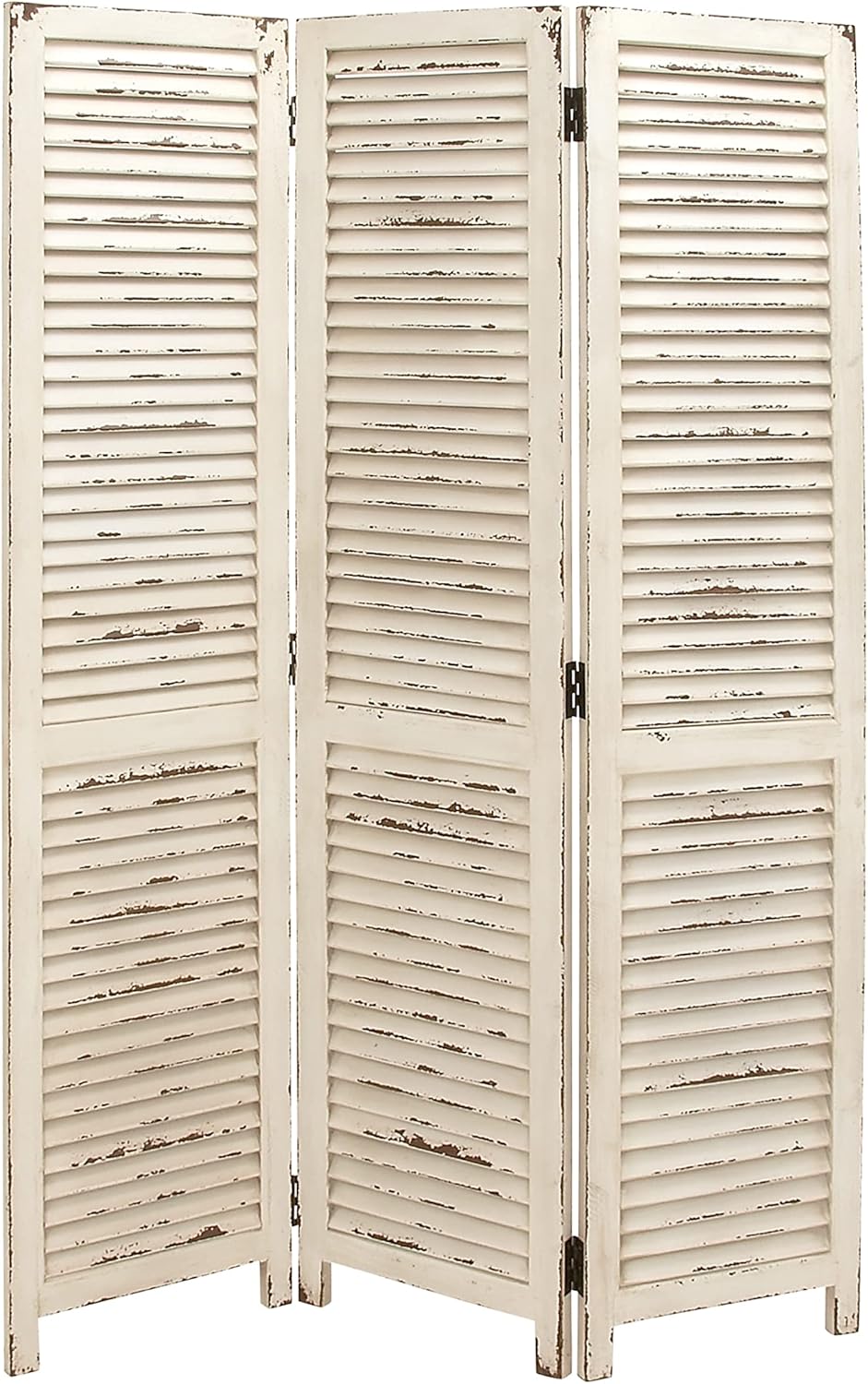 Biombo de 3 paneles, de madera, de la marca Deco 79., Madera, Negro, talla única