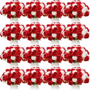 Jexine Ramo de 240 rosas artificiales de seda realistas, centros de mesa a granel, rosas falsas para novia, para decoración del hogar, boda, fiesta Jexine Ramo de 240 rosas artificiales de seda realistas, centros de mesa a granel, rosas falsas para novia, para decoración del hogar, boda, fiesta