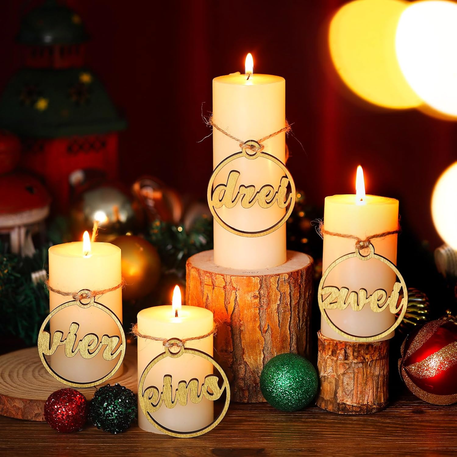 4 piezas de decoraciones de adviento de Pascua, decoración de velas de oración de Jesús, Eins Zwei DREI Vier, números de corona, colgante de