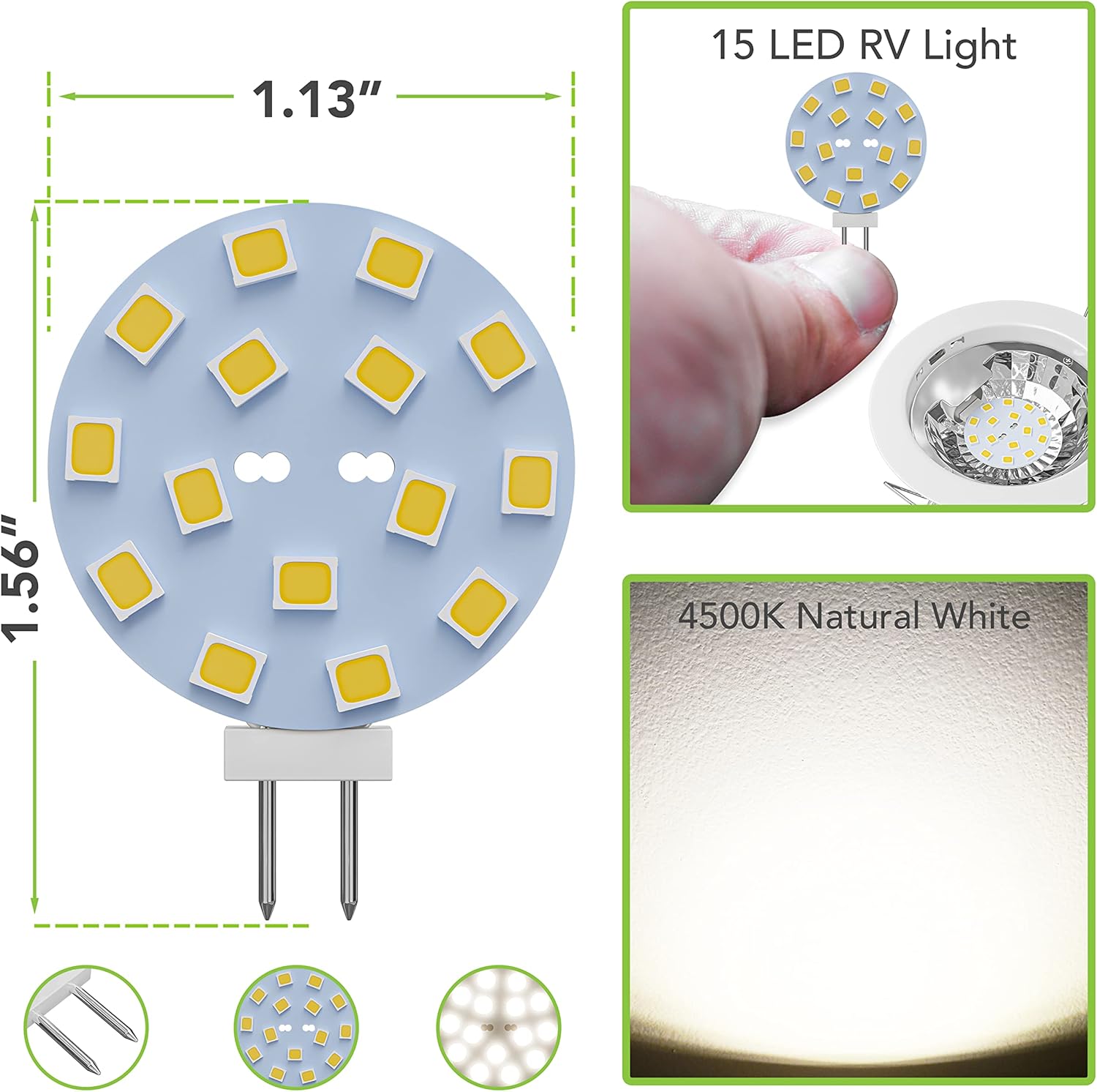 Leisure LED 2 bombillas LED G4 JC de base bi-pin de 2 W, 12 V, CC, 20 W-30 W, T3 bombillas halógenas de repuesto para RV, caravana, remolque,