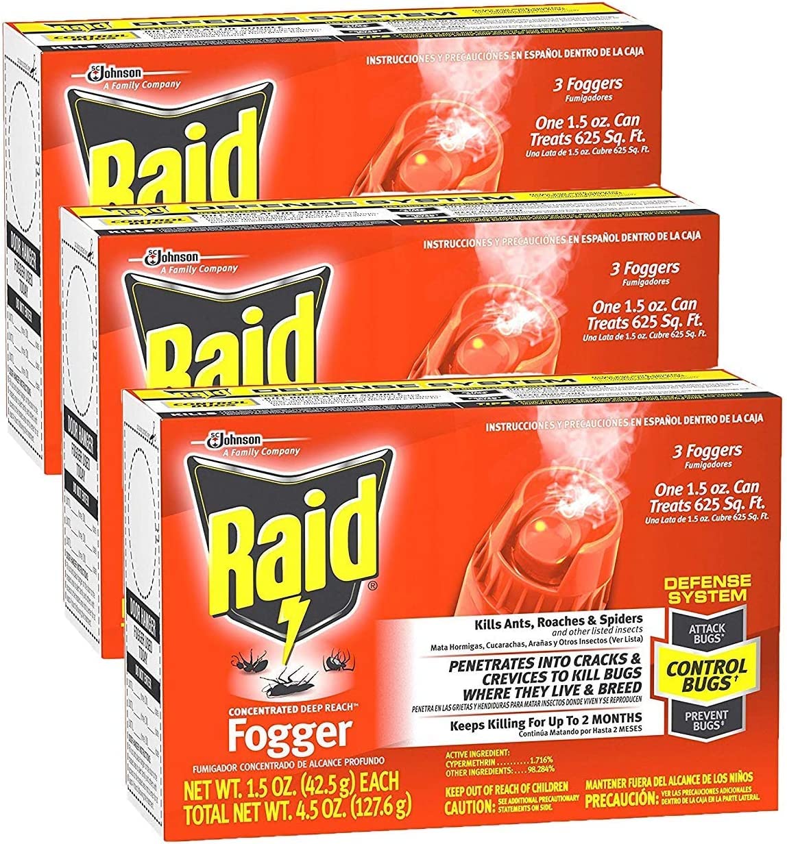 Raid Nebulizador concentrado de alcance profundo, 1.5 onzas, (paquete de 3)