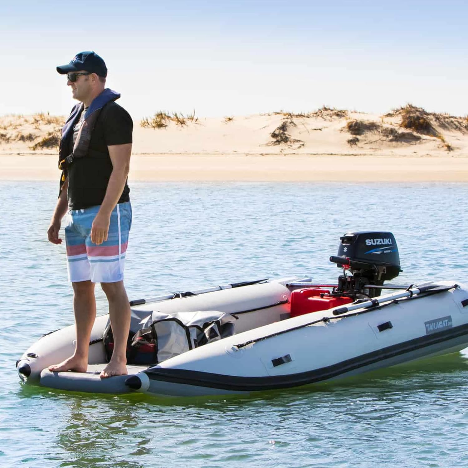 380LX – Bote inflable para 6 personas, diseño de arco abierto ultraportátil, 12.5 ft, gris