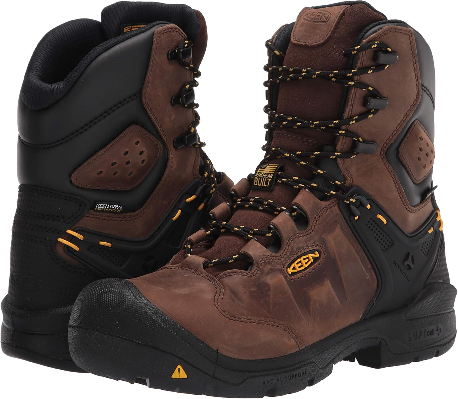 KEEN Utility Botas de trabajo Dover de cuero impermeable con punta compuesta de 8 pulgadas para hombre