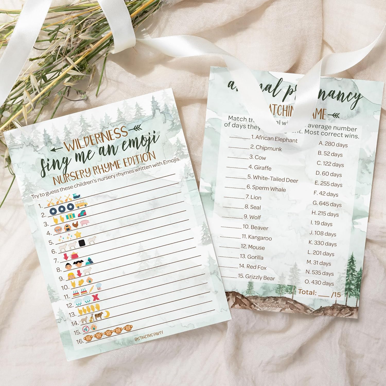 Little Adventurer – Juego de fiesta de baby shower, embarazo de animales y emoji, juego de adivinanzas (paquete de 2 juegos), 20 tarjetas de doble