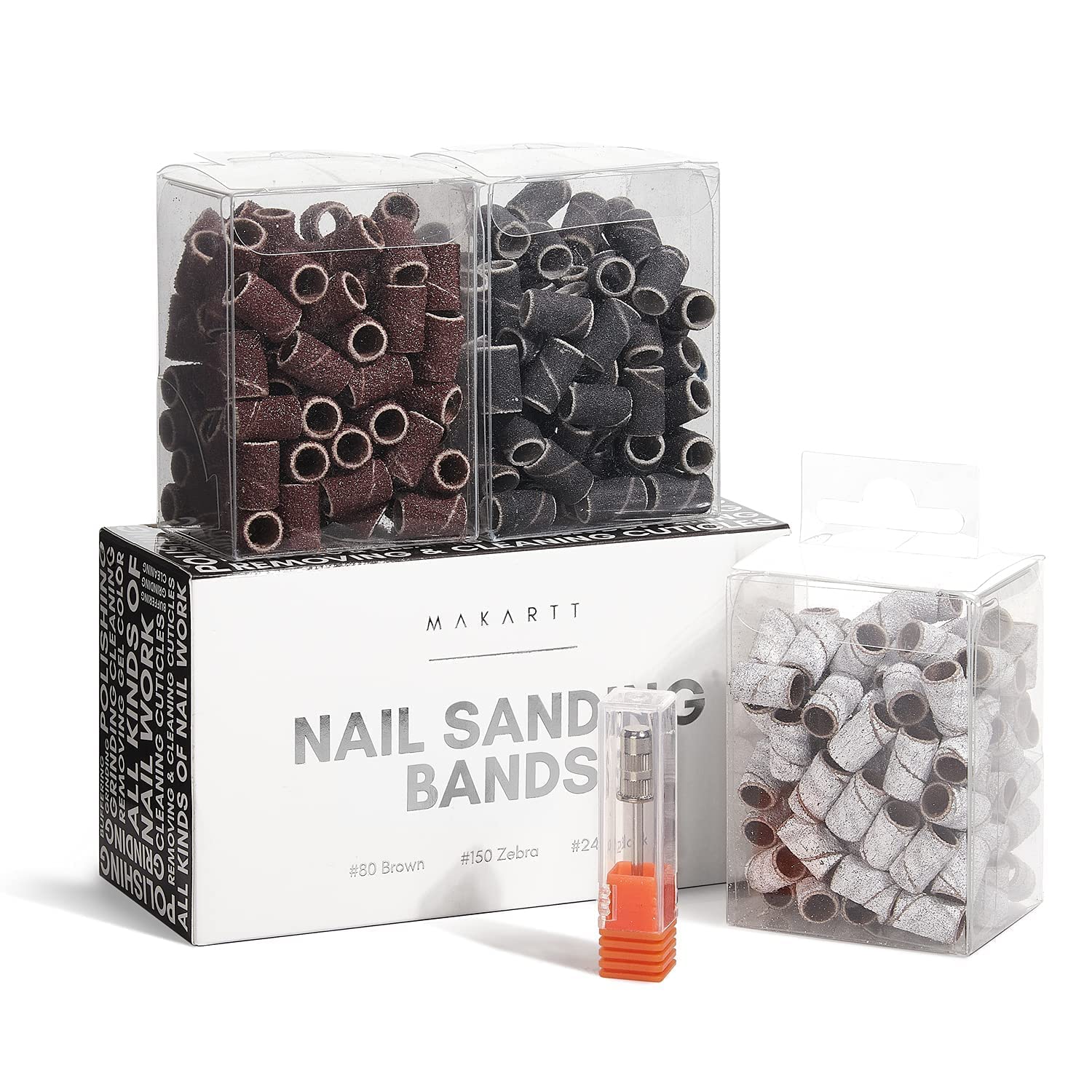 Makartt Taladro de uñas eléctrico JD700 profesional 30000RPM manicura taladro paquete con 300 unidades de limas de uñas bandas de lijado #80#150#240