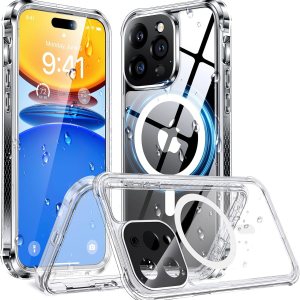 Humixx Funda magnética impermeable para iPhone 15 Pro Max transparente IP68 a prueba de vida subacuática compatible con Magsafe de cuerpo completo a Humixx Funda magnética impermeable para iPhone 15 Pro Max transparente IP68 a prueba de vida subacuática compatible con Magsafe de cuerpo completo a