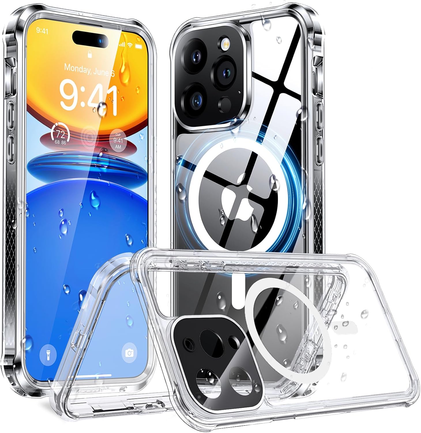 Humixx Funda magnética impermeable para iPhone 15 Pro Max transparente IP68 a prueba de vida subacuática compatible con Magsafe de cuerpo completo a