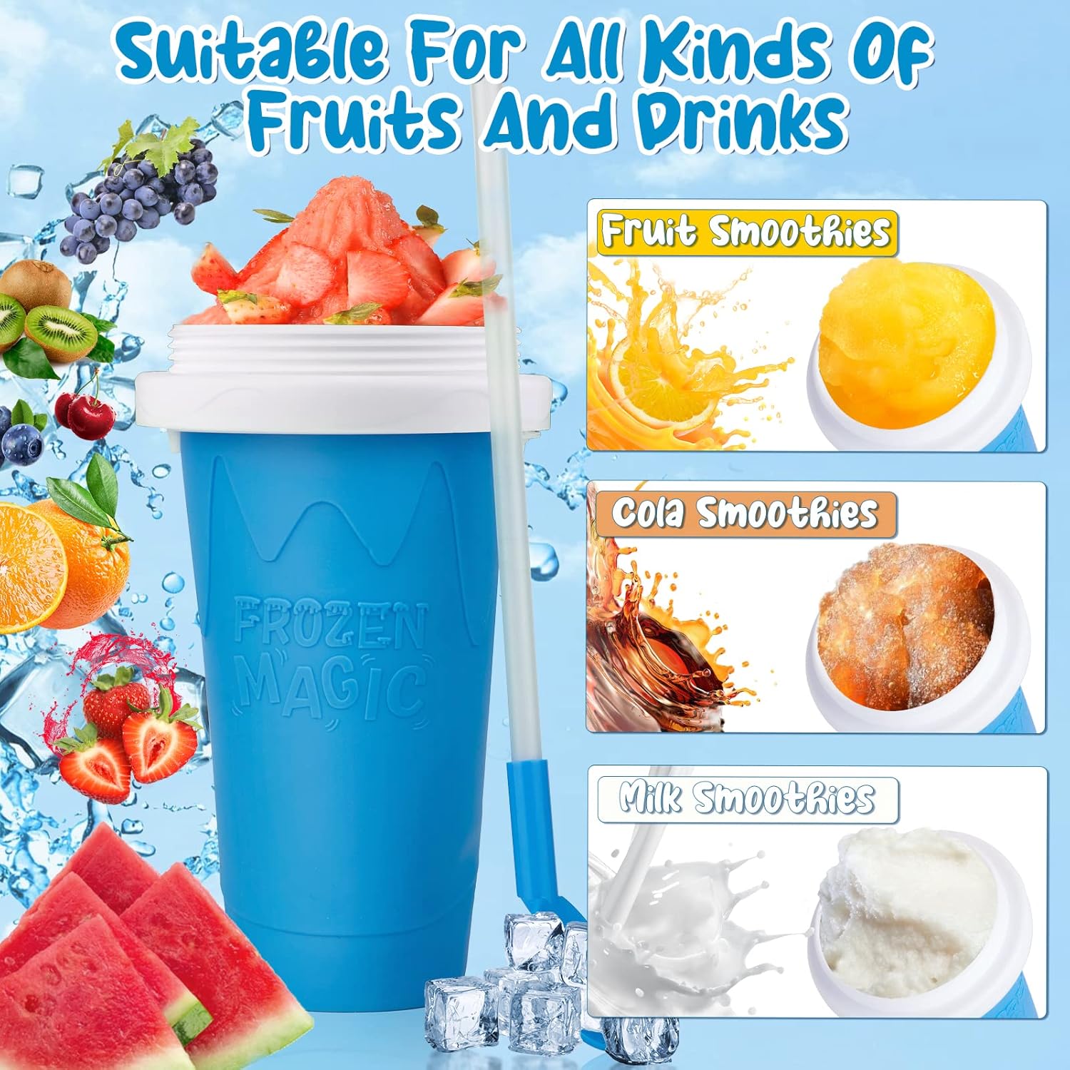 Vaso Slushie Maker para granizado de congelado, taza mágica para apretar tú mismo, doble capa, 2 unidades, vaso de granizado para batidos, máquina