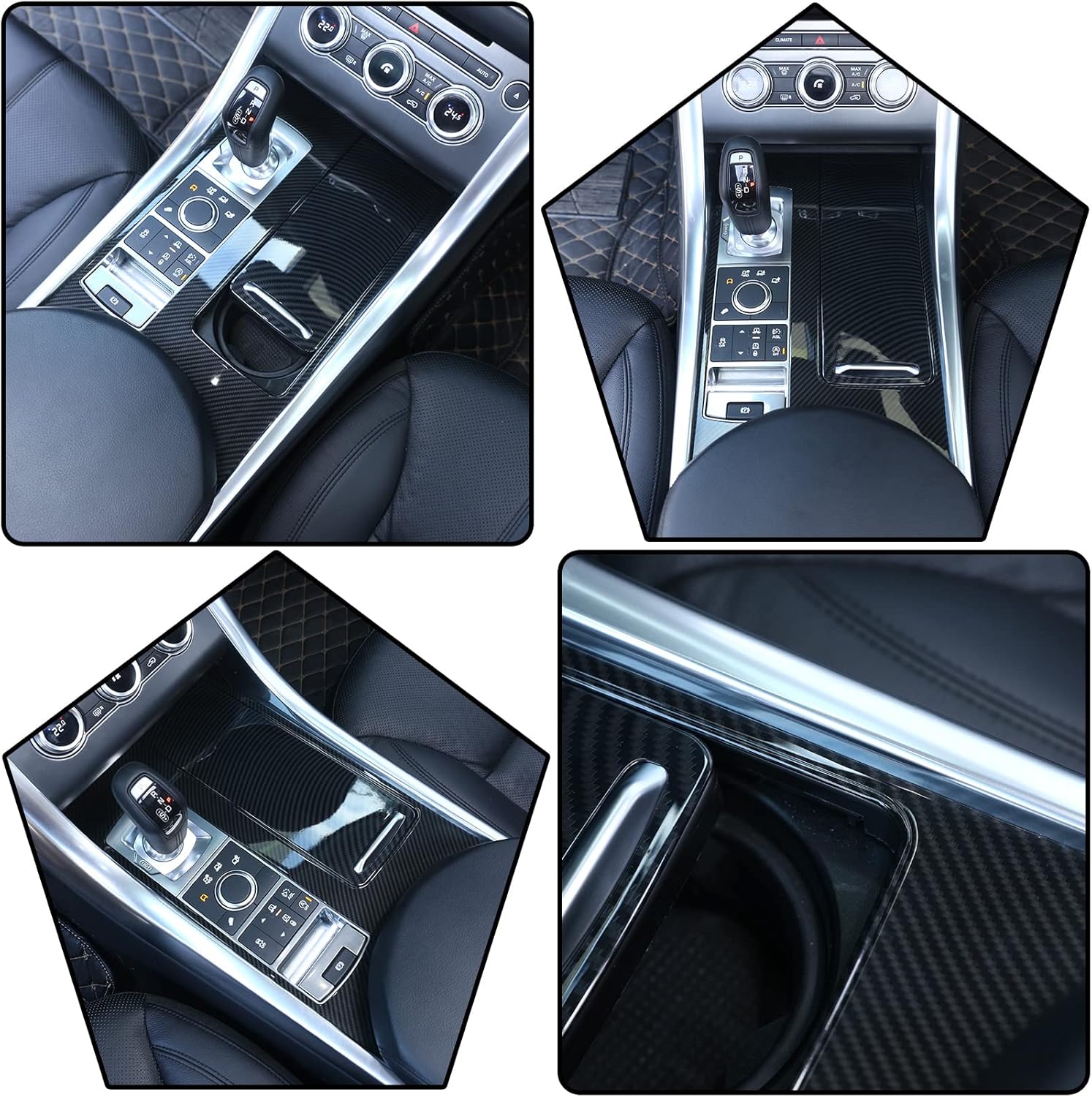 ABS estilo fibra de carbono plástico consola central panel cubierta marco 3 piezas para Land Rover Range Rover Sport 2014-2017 mano izquierda