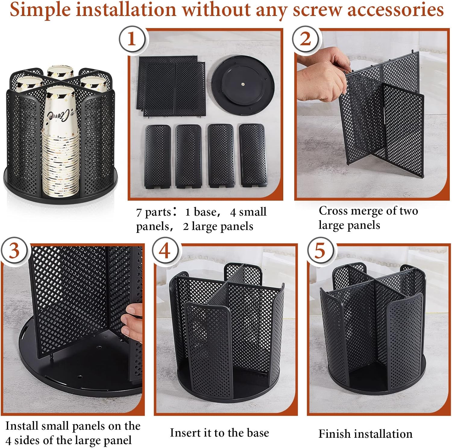 Hoolerry 2 dispensadores de tazas de café desechables giratorios de 360 grados para tazas de papel y tapa de plástico con 4 compartimentos,