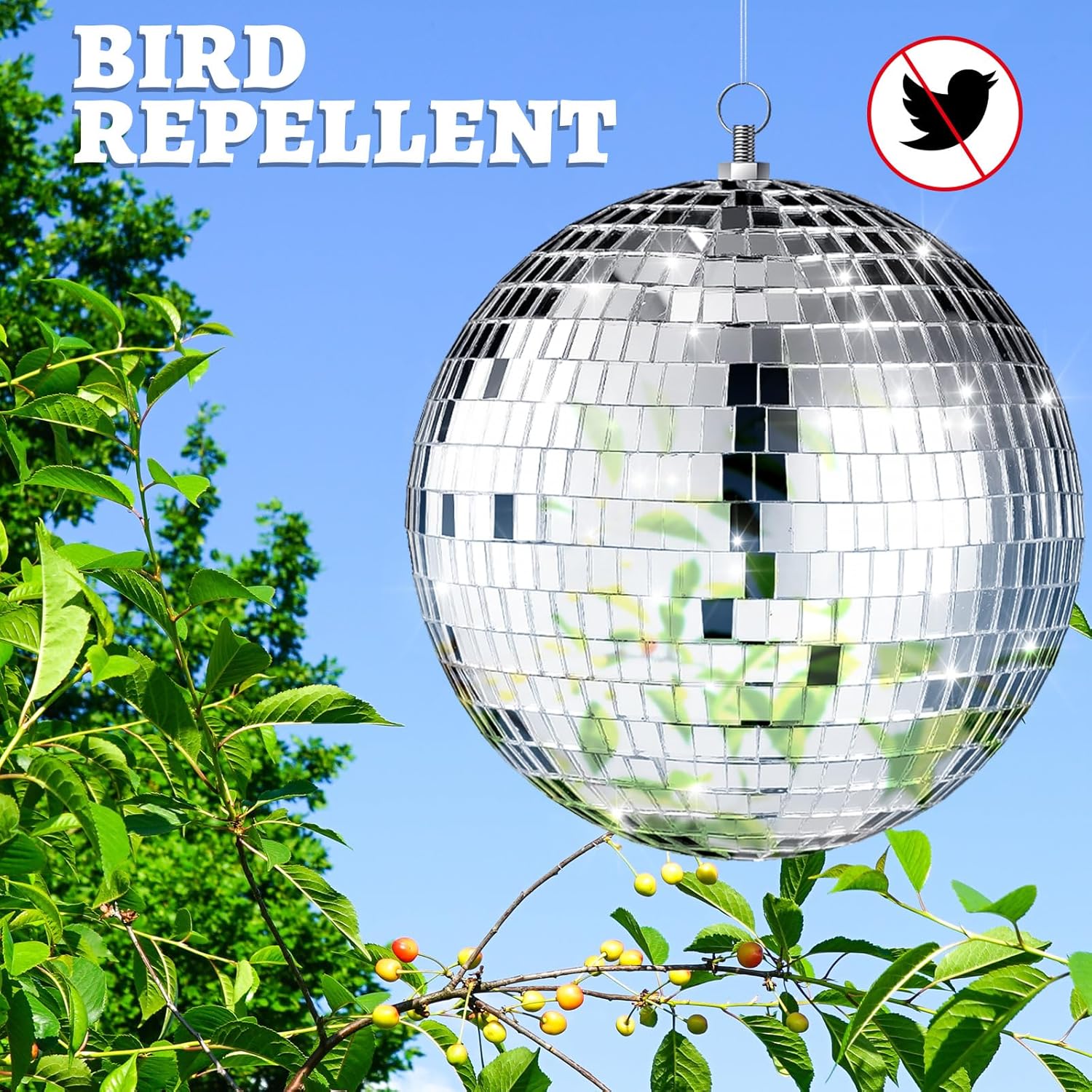 Juego de 8 bolas de discoteca grandes con espejo plateado, bolas reflectantes con anillo para colgar, adorno colgante de fiesta, decoración para