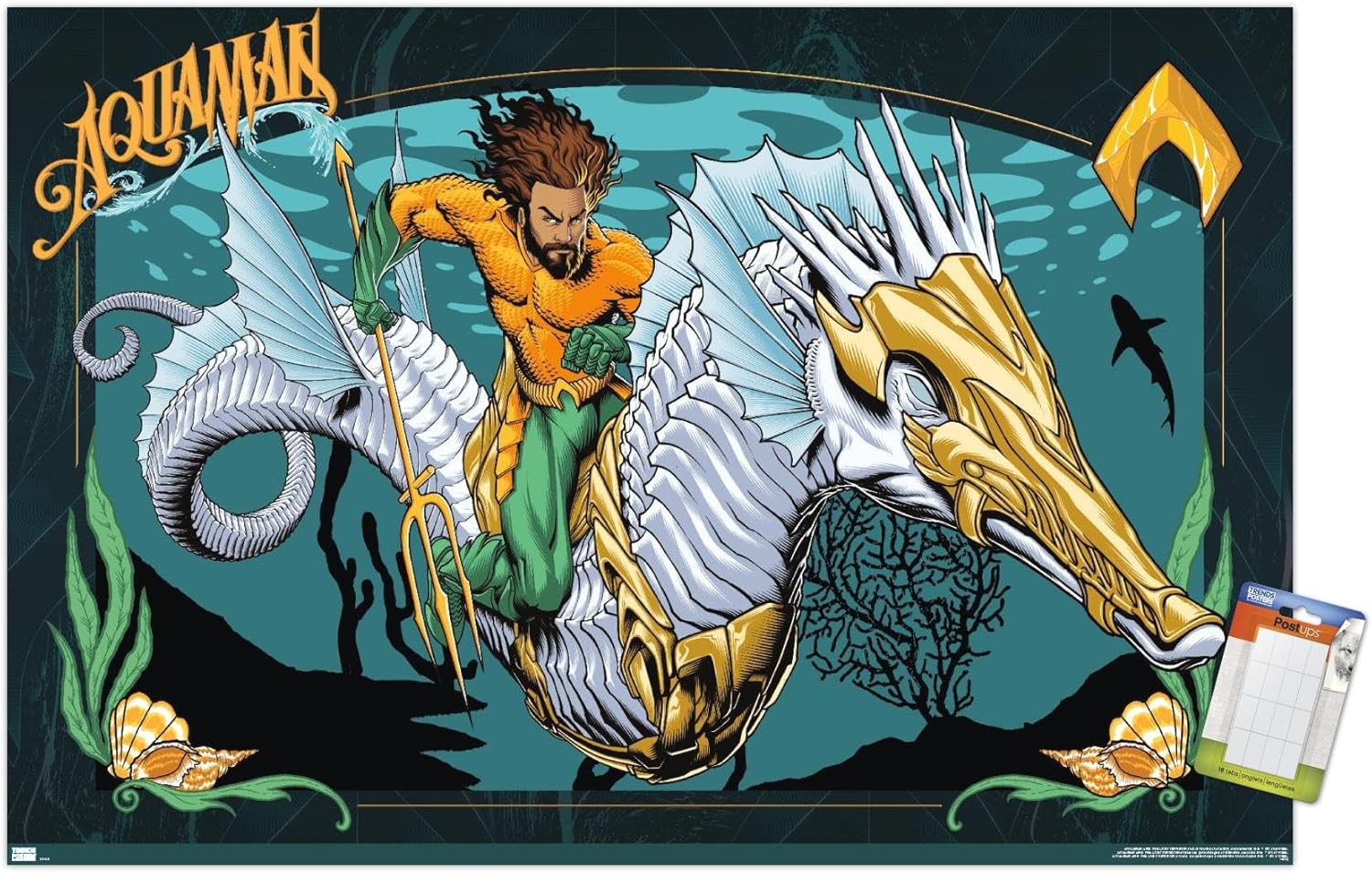 Trends International DC Comics Movie Aquaman y el Reino Perdido – Póster de pared con ilustración de Aquaman, 14.72 x 22.37 pulgadas, paquete de