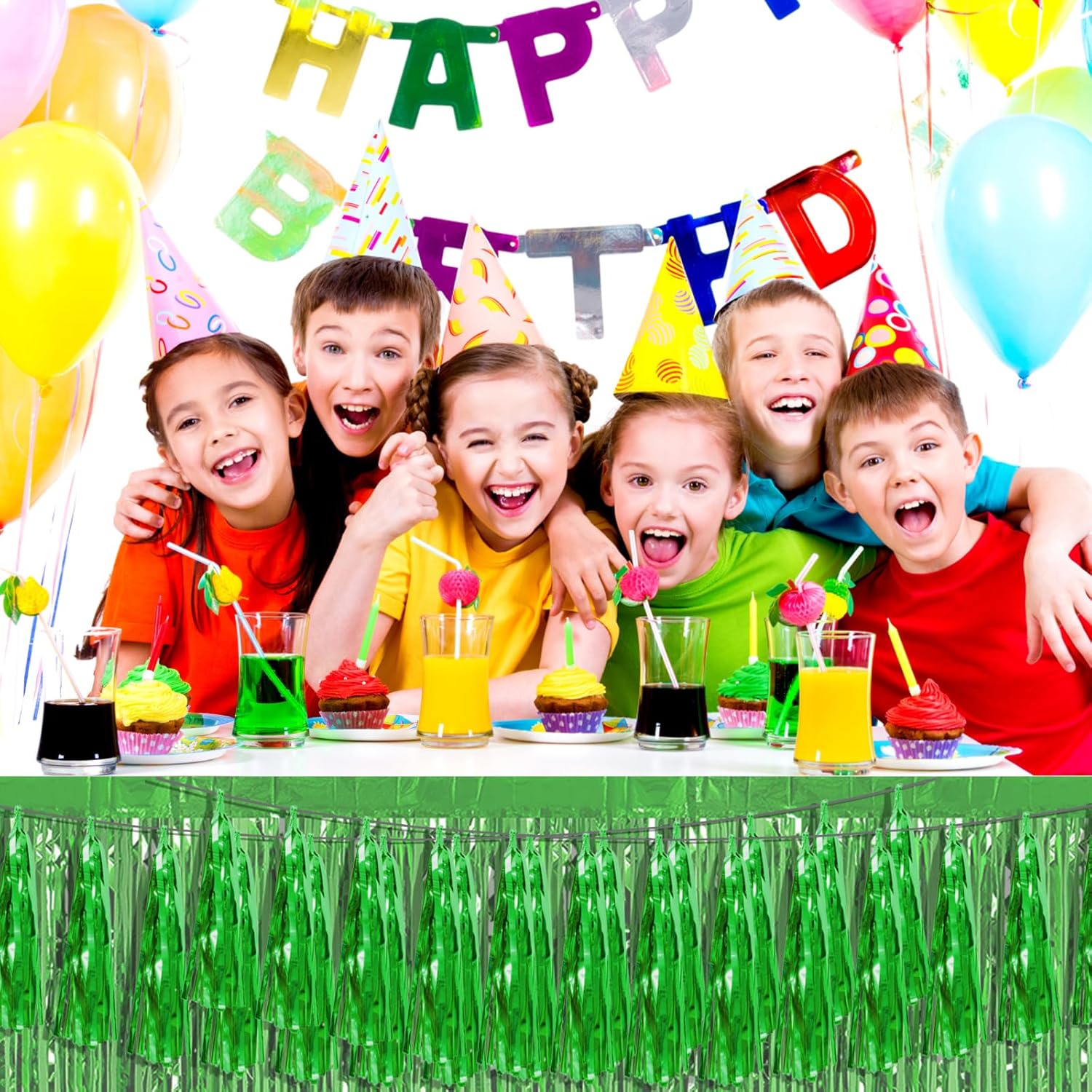 Guirnalda de flecos metálicos con flecos de papel de aluminio verde 3P para flotadores de desfile, despedida de soltera, boda, cumpleaños,