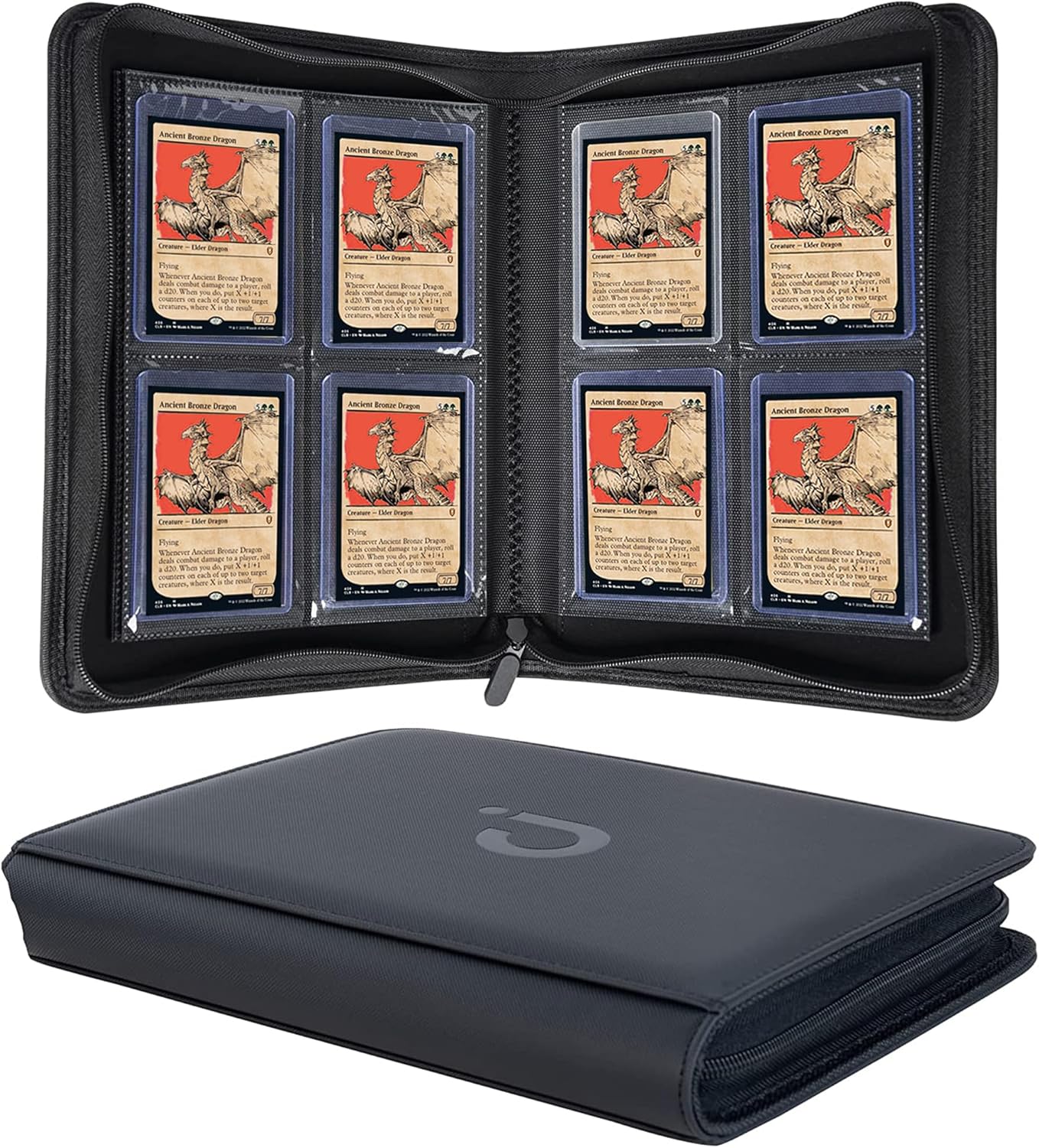 D DACCKIT Carpeta Toploader con capacidad para 112 cargadores superiores, 4 bolsillos superiores con fundas para tarjeteros rígidos de 3 x 4