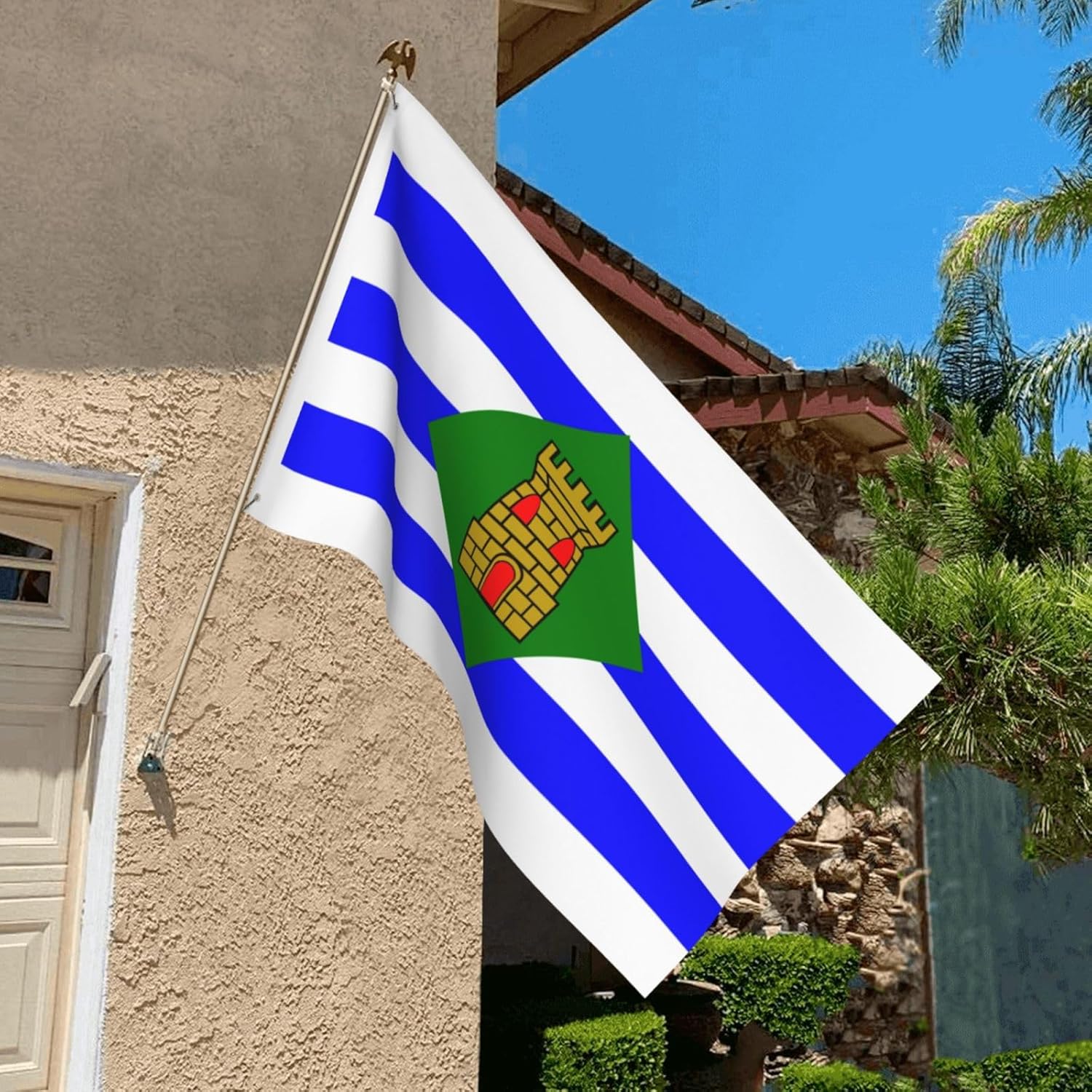 Bandera de Vieques de doble cara de 3 x 5 pies, banderas para exteriores, banderas decorativas duraderas para interiores y patio, banderas