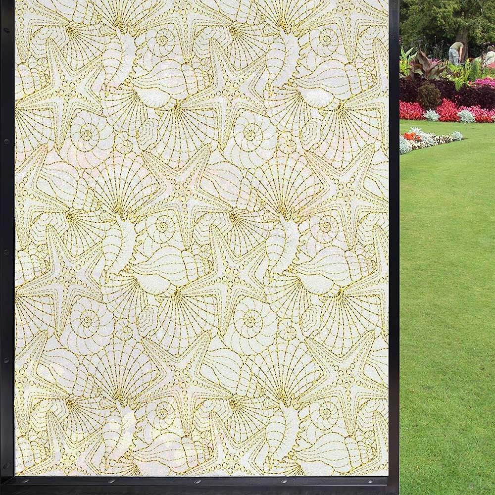 Película de privacidad para ventana subacuática, conchas marinas, conchas de berberecho, tono grunge, criaturas de la vida marina, acuario, Art