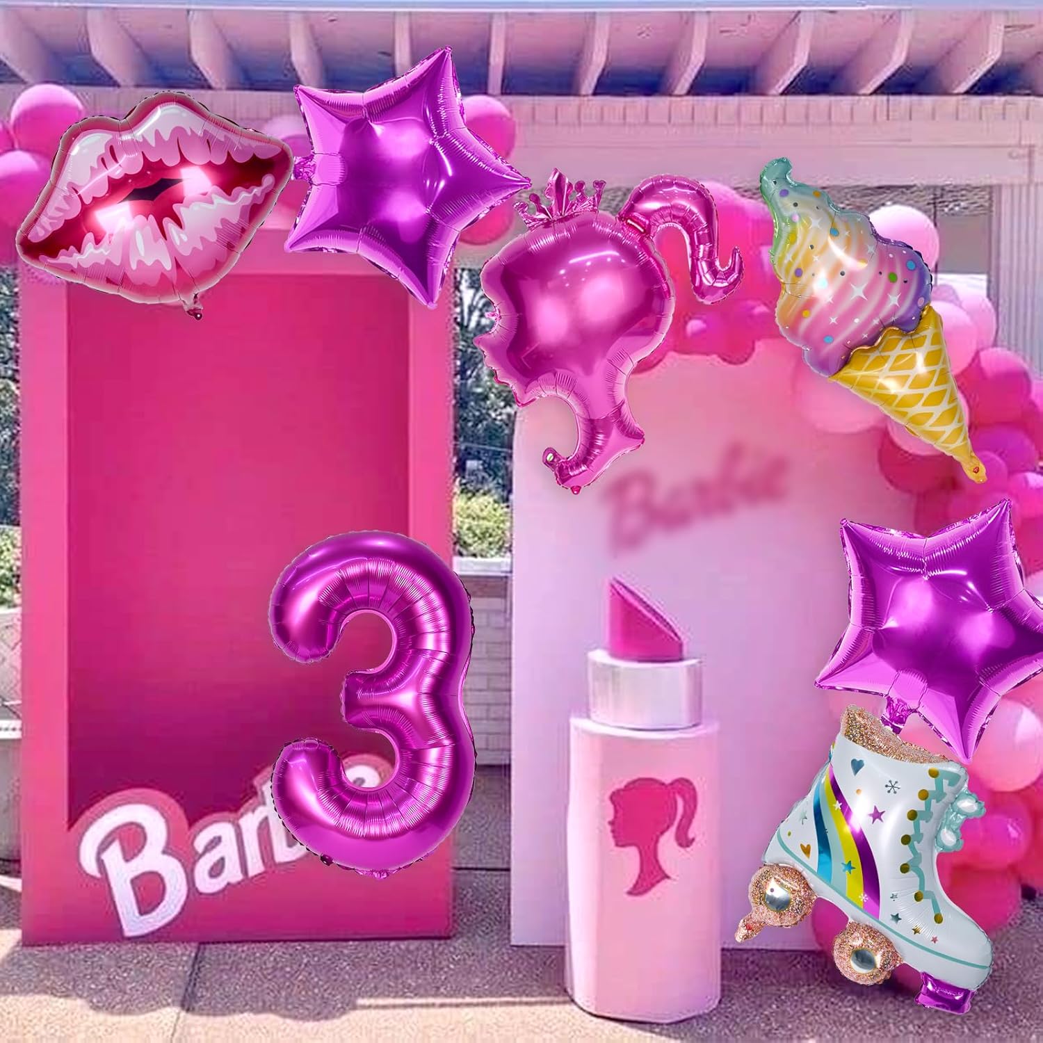 7 globos rosados para niñas, decoraciones de cumpleaños rosas para fiesta temática de princesa rosa, baby shower, cumpleaños, despedida de soltera