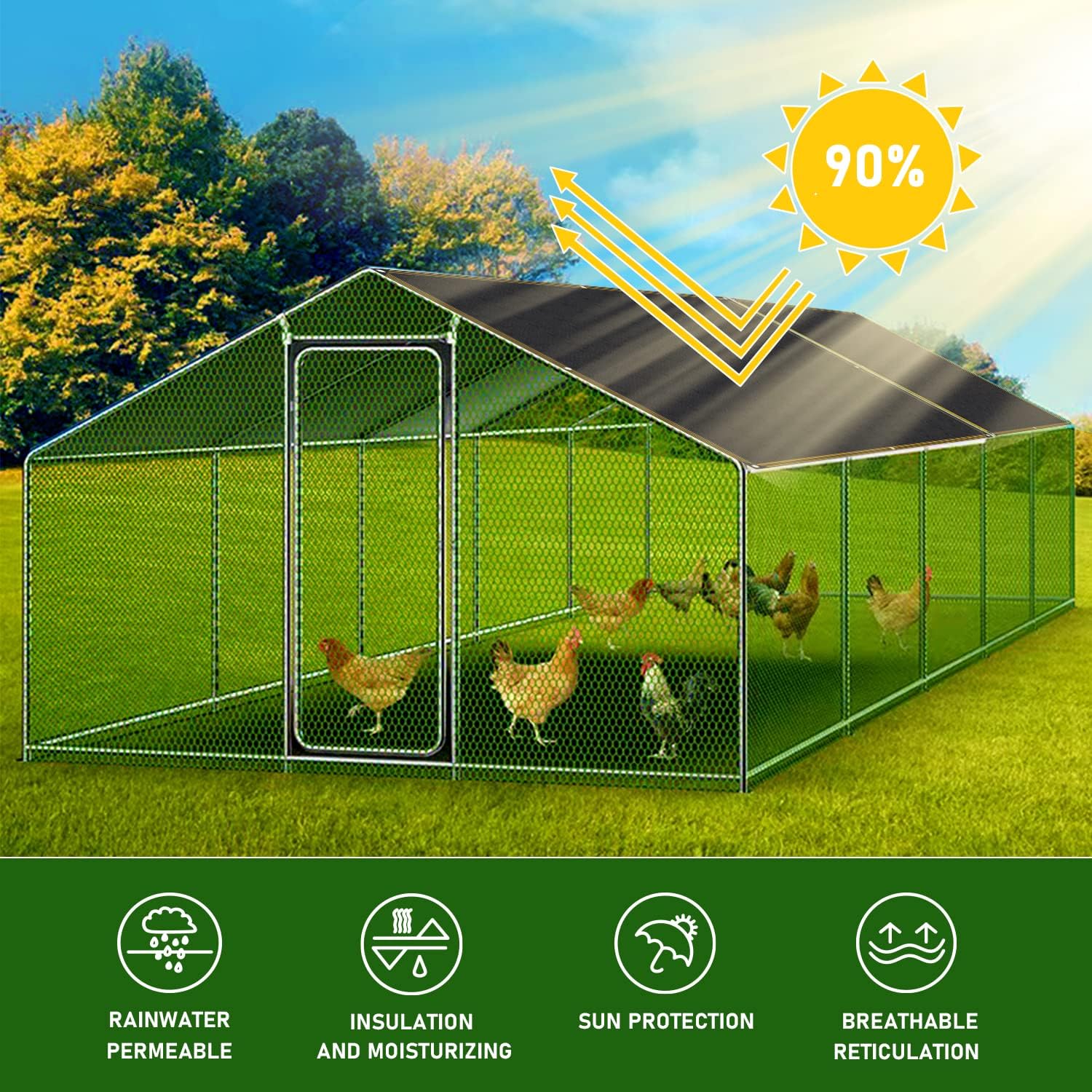 Invernadero vegetal  Tela de sombra  con ojales de 10 x 14 pies, 90% cubierta de jardín para plantas, protección contra el calor, toldo al aire