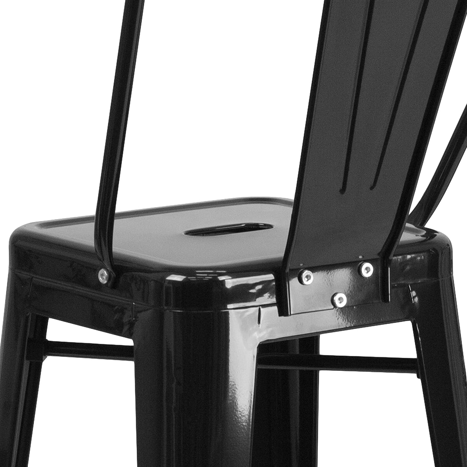 Taburete Flash Furniture de bar, hecho de metal para interior y exterior, Metal, Negro
