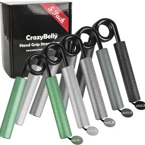 CRAZYBELLY Paquete de 5 fortalecedores de agarre de mano para entrenamiento de fuerza 50100150200250 libras para fortalecer el ejercitador de agarre CRAZYBELLY Paquete de 5 fortalecedores de agarre de mano para entrenamiento de fuerza 50100150200250 libras para fortalecer el ejercitador de agarre