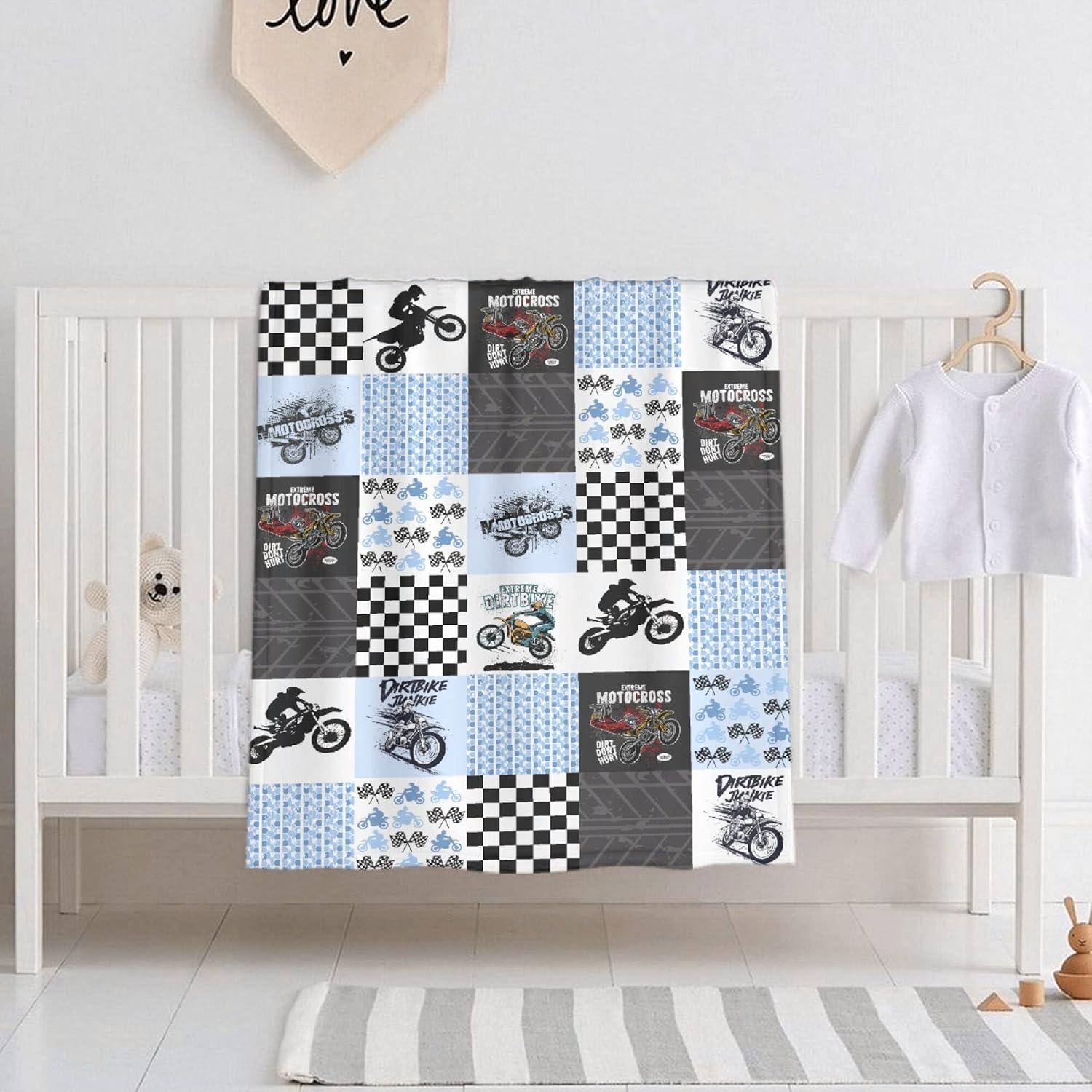 Manta de bebé de motocross de motocross súper suave, manta para bebé, recién nacido, manta para bebé para cochecito, regalo de bebé para cuna, XS 30