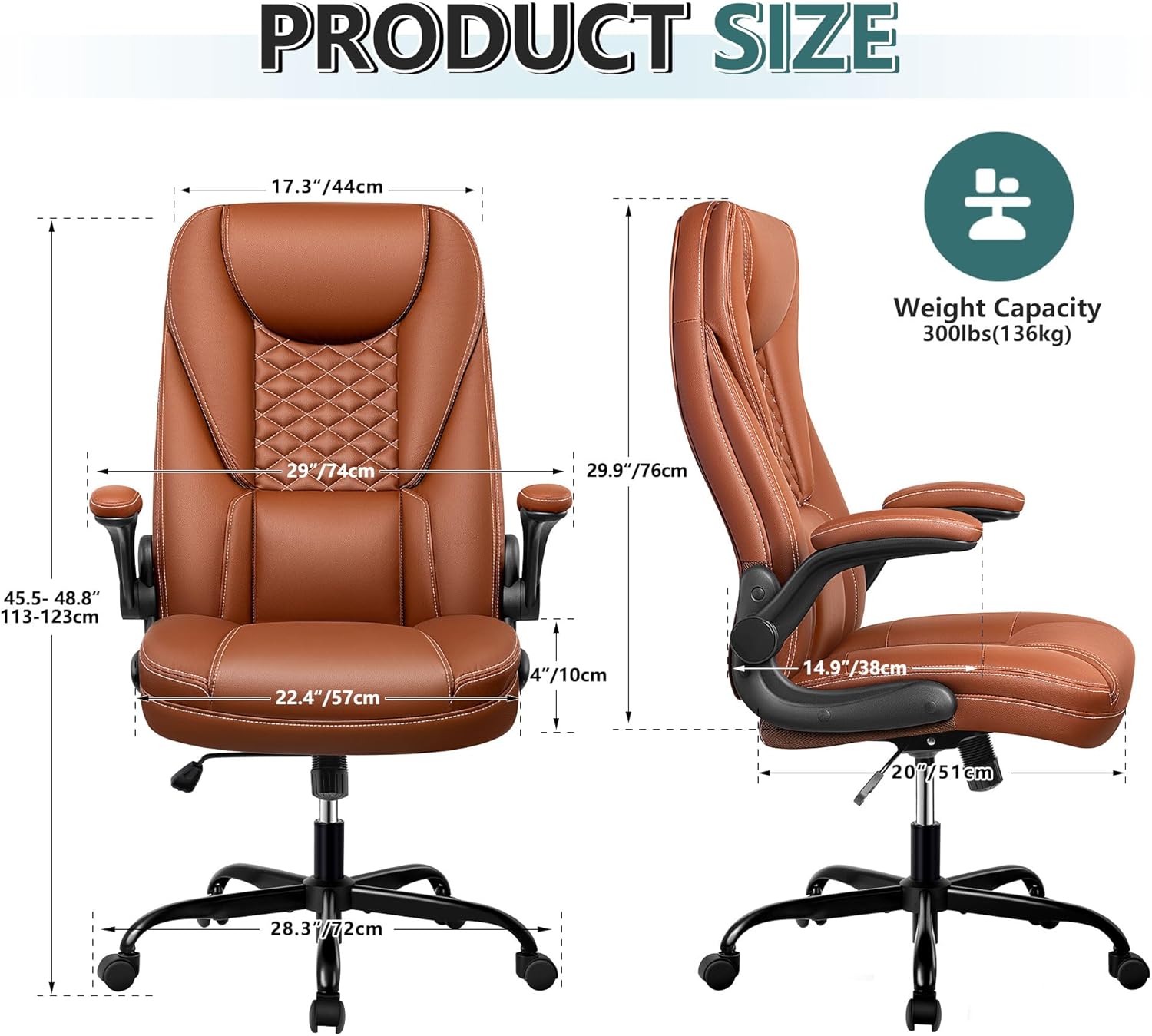 Silla de oficina, silla de oficina grande y alta, silla de oficina ejecutiva, silla ergonómica de cuero con soporte lumbar, sillas de escritorio