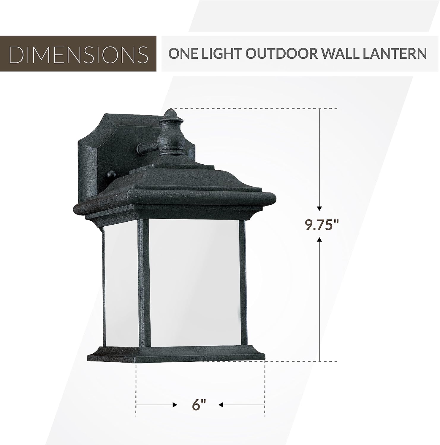Sea Gull Lighting Generation 89101-12 – Farol de pared transitorio para exteriores de Seagull-Wynfield Collection en acabado negro, 10 pulgadas