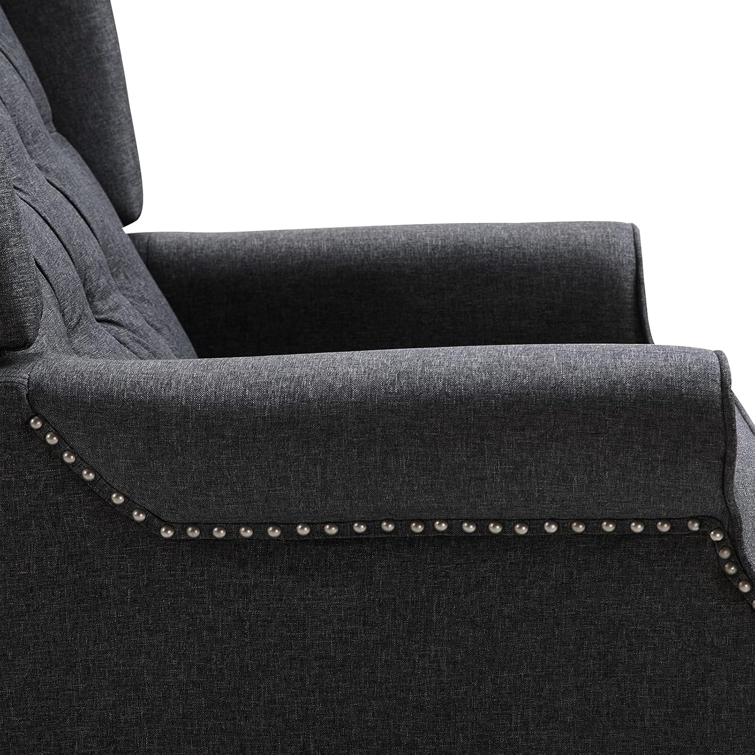 HOMCOM Silla reclinable tapizada de tela, silla de acento copetuda con respaldo de empuje, sillón de lino con reposapiés, reposabrazos, cojín