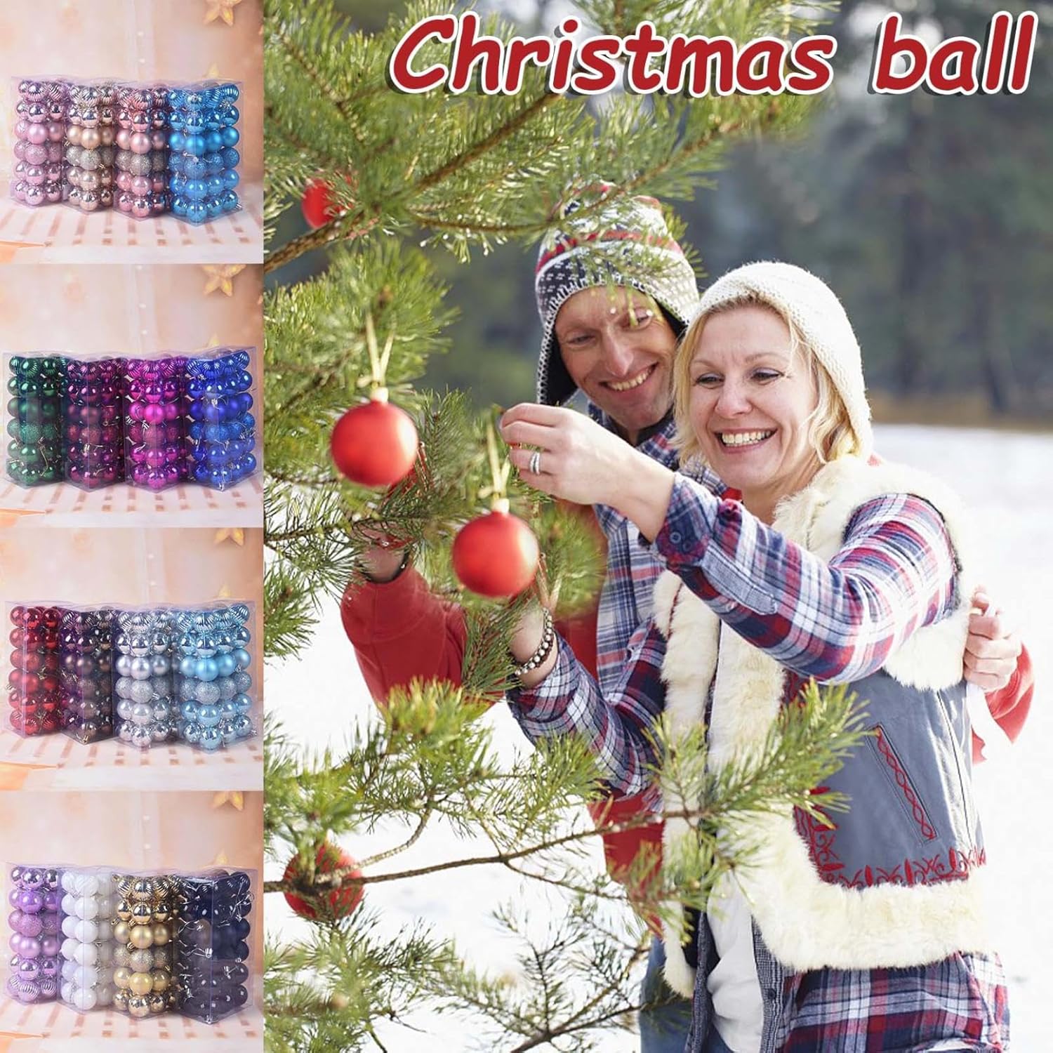 36 bolas de Navidad para interiores y exteriores, árbol de Navidad de 1.57 pulgadas, adornos de Halloween para árbol de Navidad de plástico de