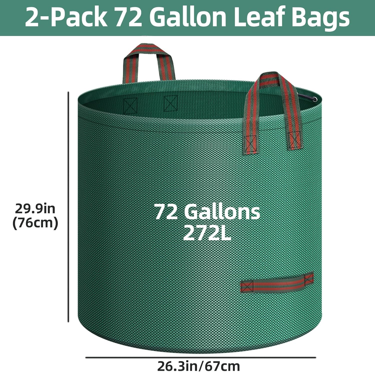 IWNTWY Paquete de 2 bolsas de hojas reutilizables de 72 galones, bolsas de basura plegables resistentes para el jardín, bolsa de basura con 4 asas,