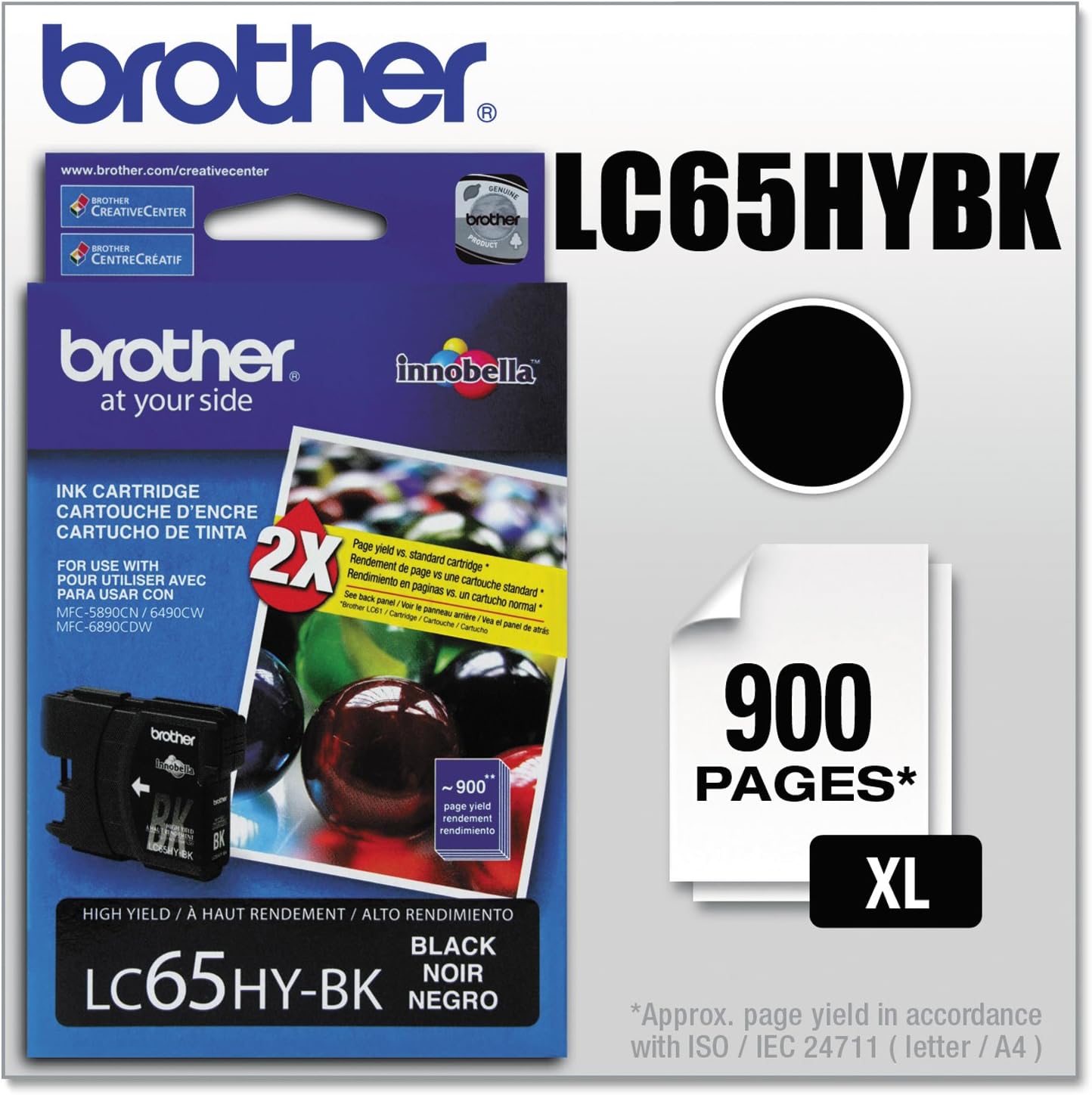 Brother LC65HYBK Cartucho de tinta de alto rendimiento – Embalaje al por menor-Negro