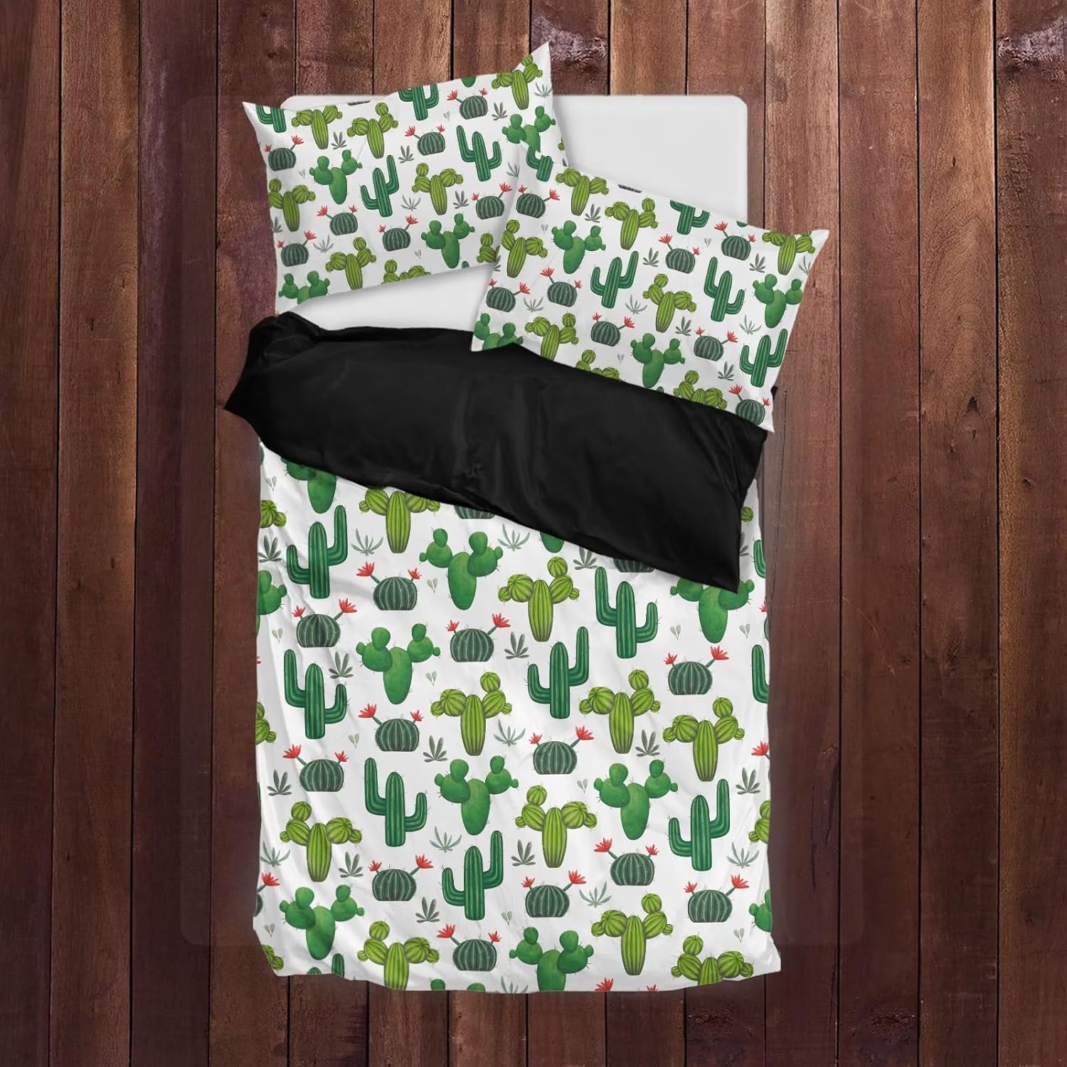 Juego de funda de edredón con estampado de cactus verde, tamaño Queen, funda de edredón para cama de tamaño individual, funda de edredón suave