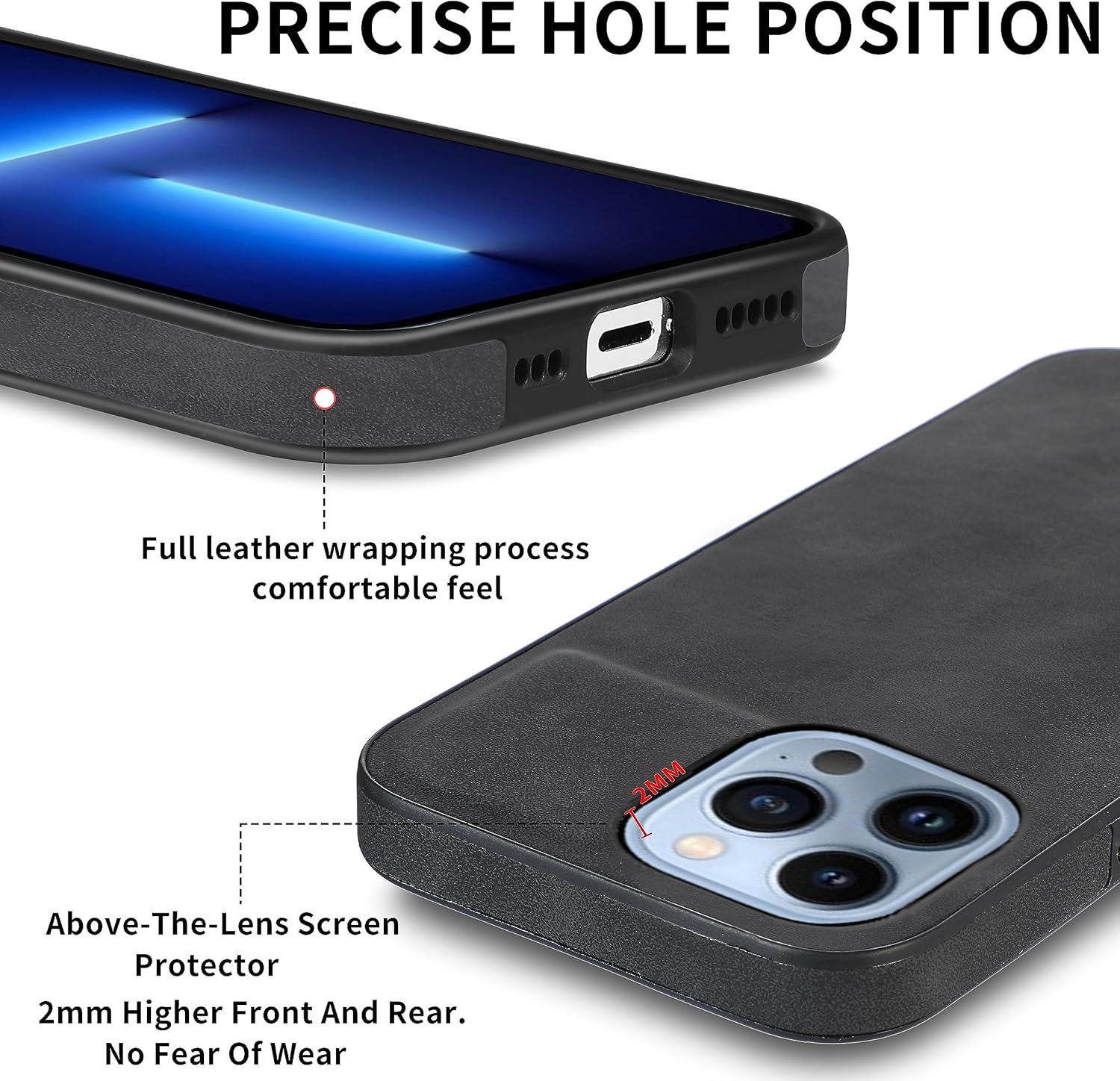 Asuwish Funda de teléfono para iPhone 13 Pro de 6.1 pulgadas con protector de pantalla de vidrio templado y funda de cuero delgada y suave,