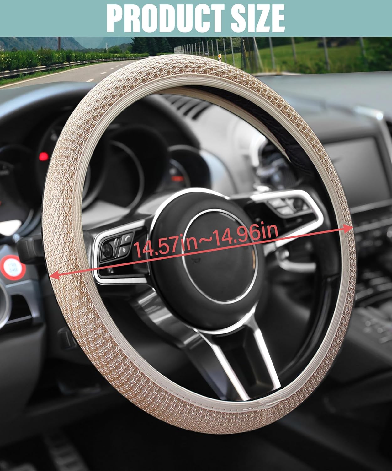 Funda elástica para volante de automóvil, de microfibra transpirable, de seda helada, cálida en invierno y fresca en verano, protector universal de