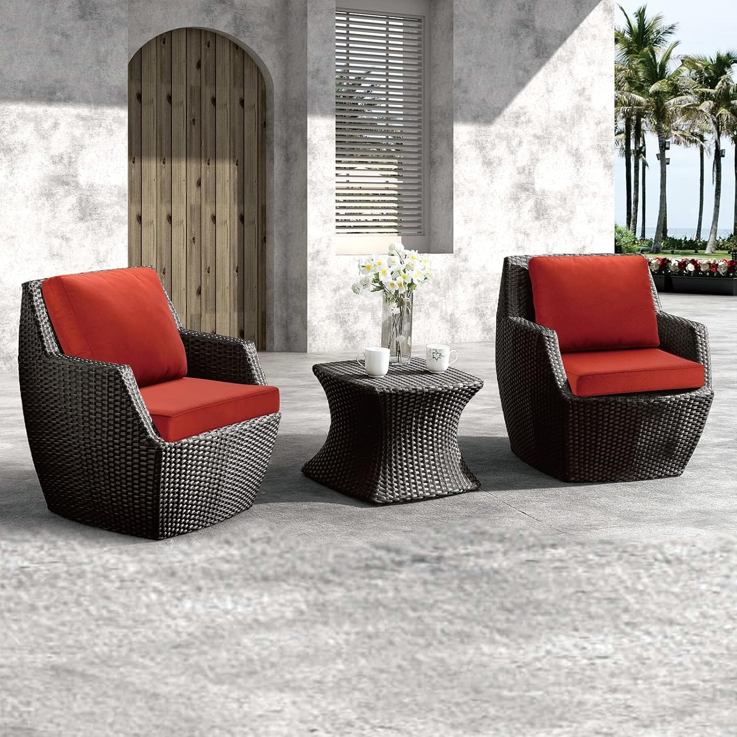 Cojín para silla de exterior, juego de cojines de asiento profundo para exteriores de 19 x 19 pulgadas, cojines de asiento para muebles de exterior