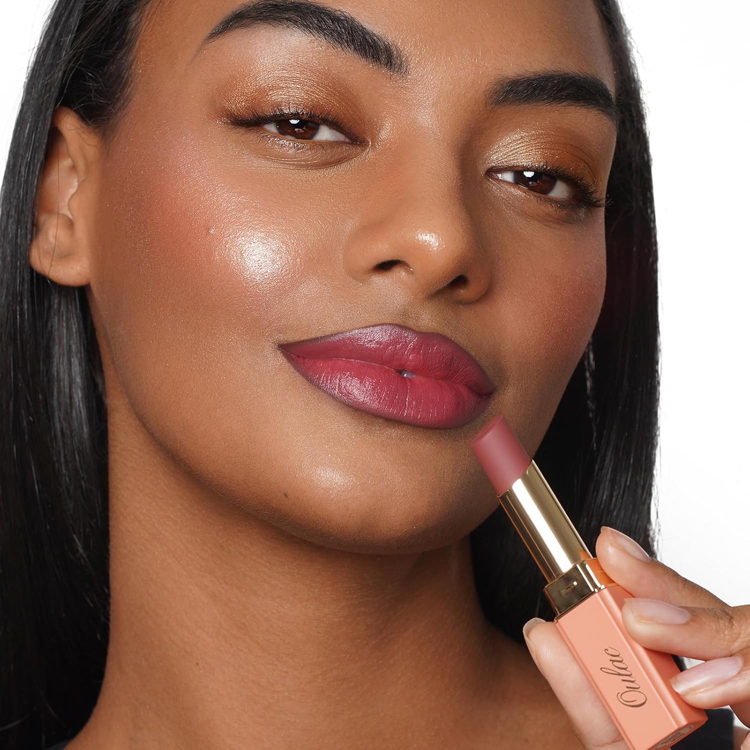 Oulac Lápiz labial crema para mujer, color ciruela de larga duración, color de labios de cobertura completa, hidratante, acabado satinado, cremoso,