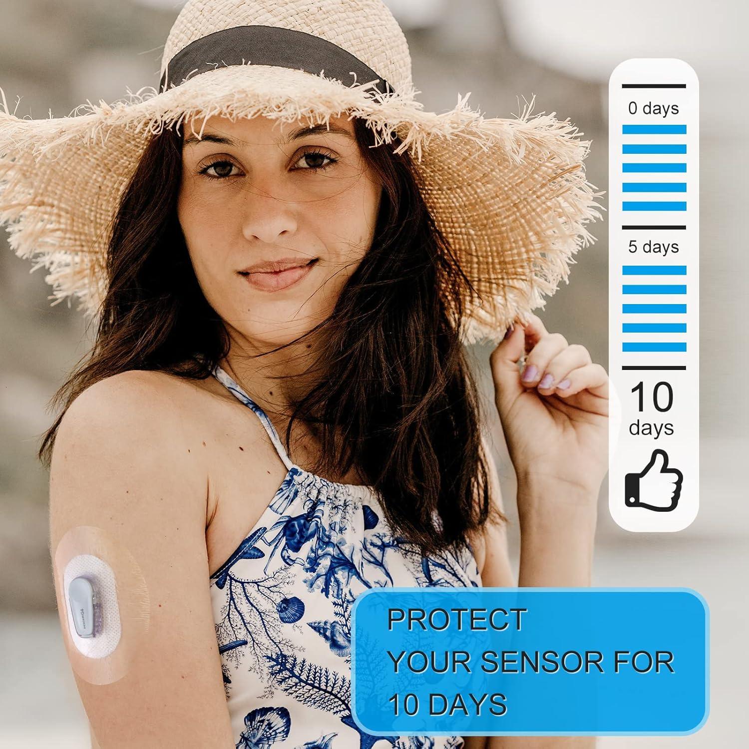Kuruyo Parches adhesivos para Dexcom G6 Sensor Covers Overpatch Cinta de película transparente, paquete de 60, color azul