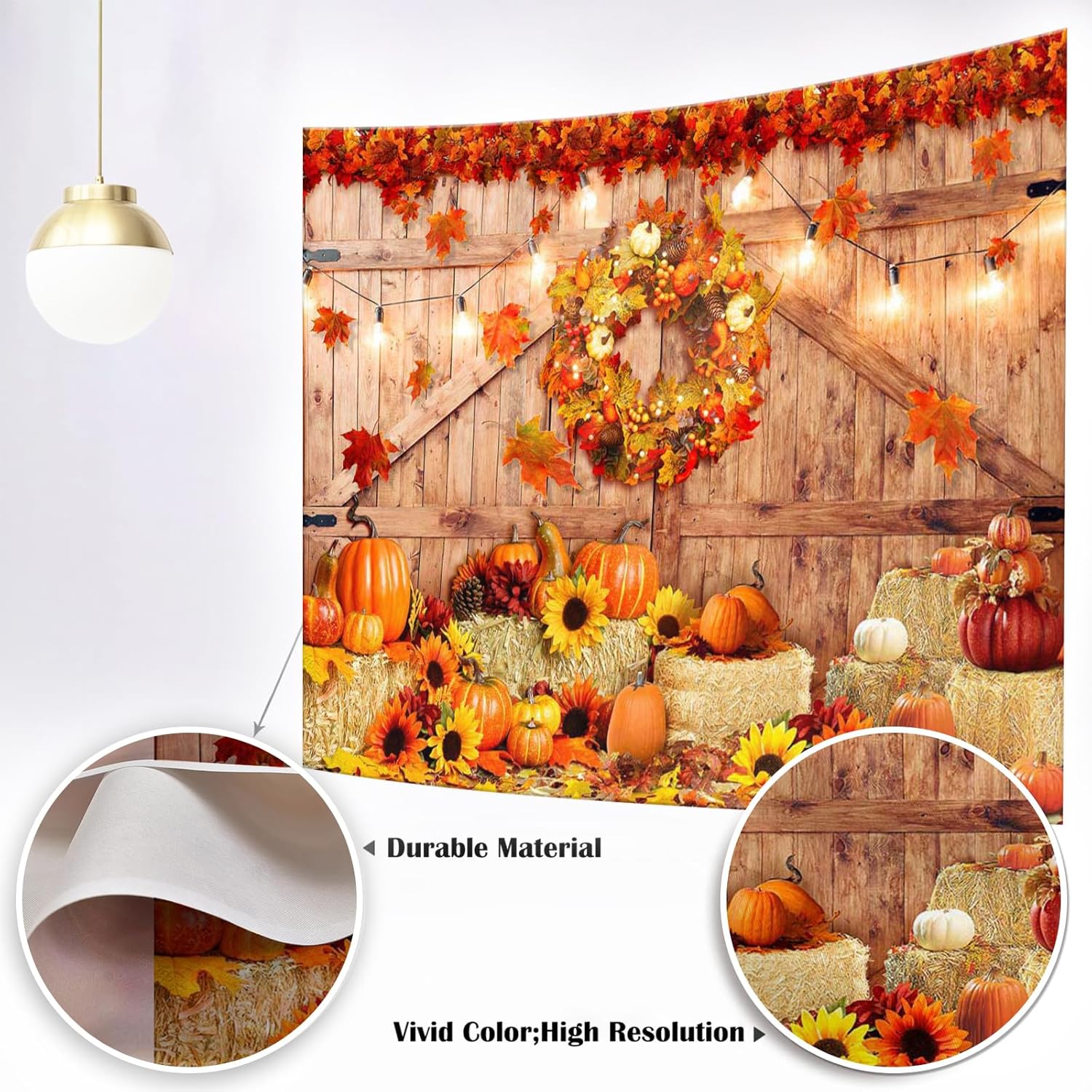 Mocsicka Telón de fondo de Acción de Gracias, calabaza, cosecha de otoño, puerta de granero de madera, decoración de fiesta de Jesús, decoración de