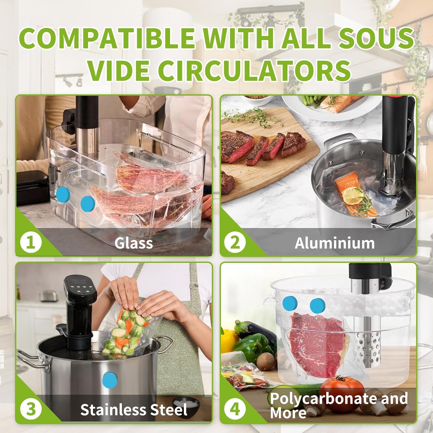 Imanes Sous Vide, paquete de 6 clips magnéticos de peso Sous Vide que funcionan en máquinas Sous Vide para mantener los alimentos sumergidos y