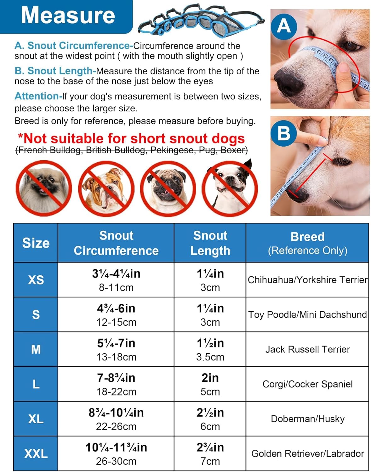 LUCKYPAW Bozal para perro, bozal de malla para perros pequeños, medianos y grandes, bozal suave para evitar que muerdan, bozal ajustable y