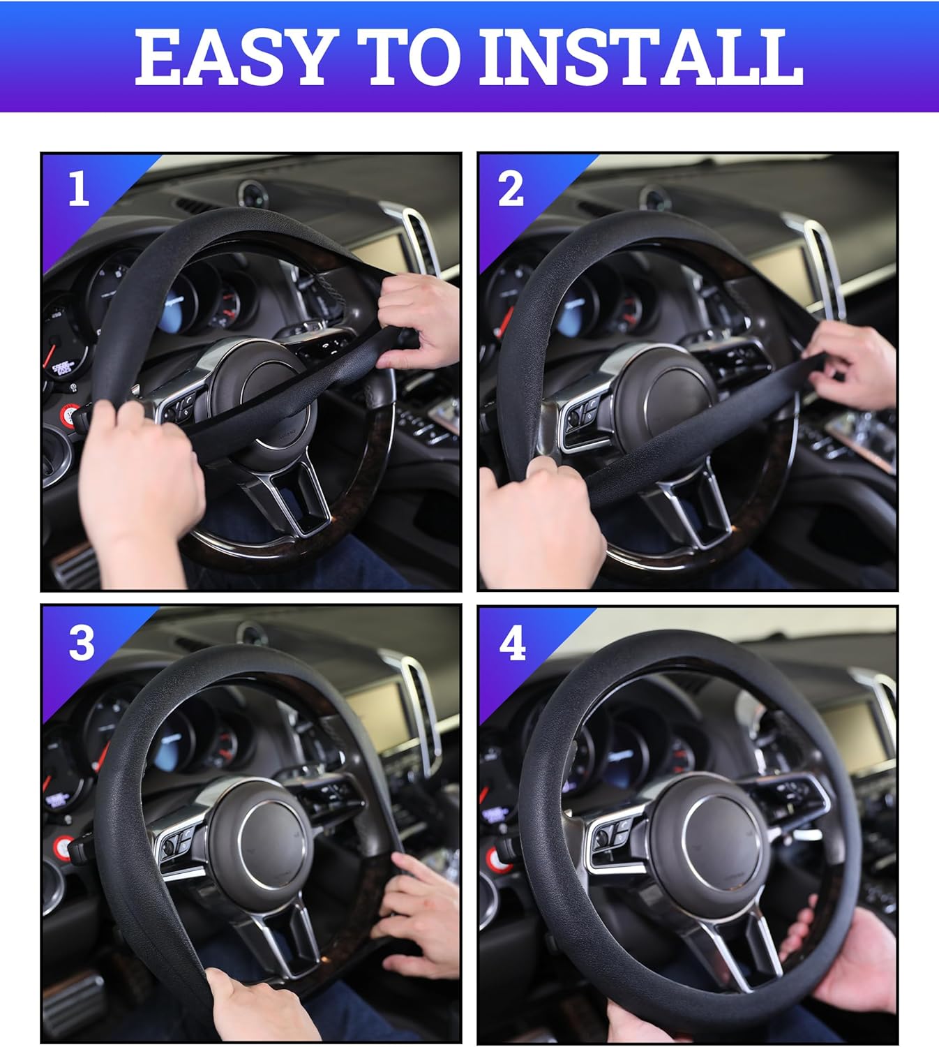 Zlirfy Funda universal de silicona suave para volante, antideslizante, funda transpirable de gran agarre para volante, protector de volante de 13 a